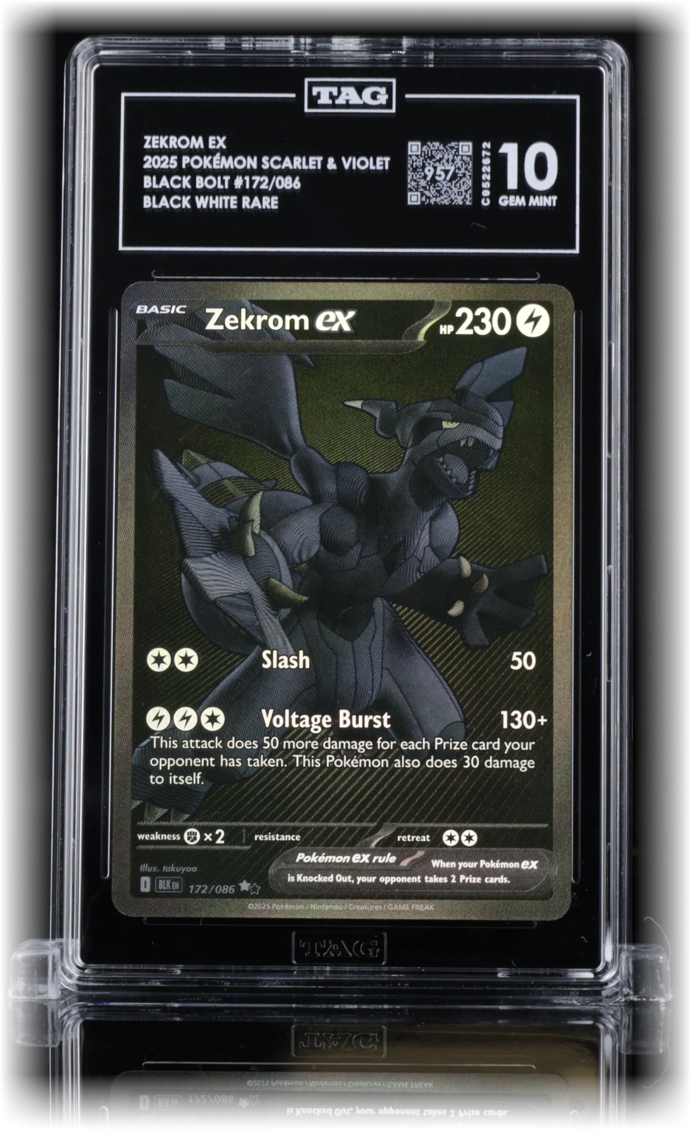TAG 10 Gem Mint Zekrom ex 172/086 Black Bolt, cert C9522672