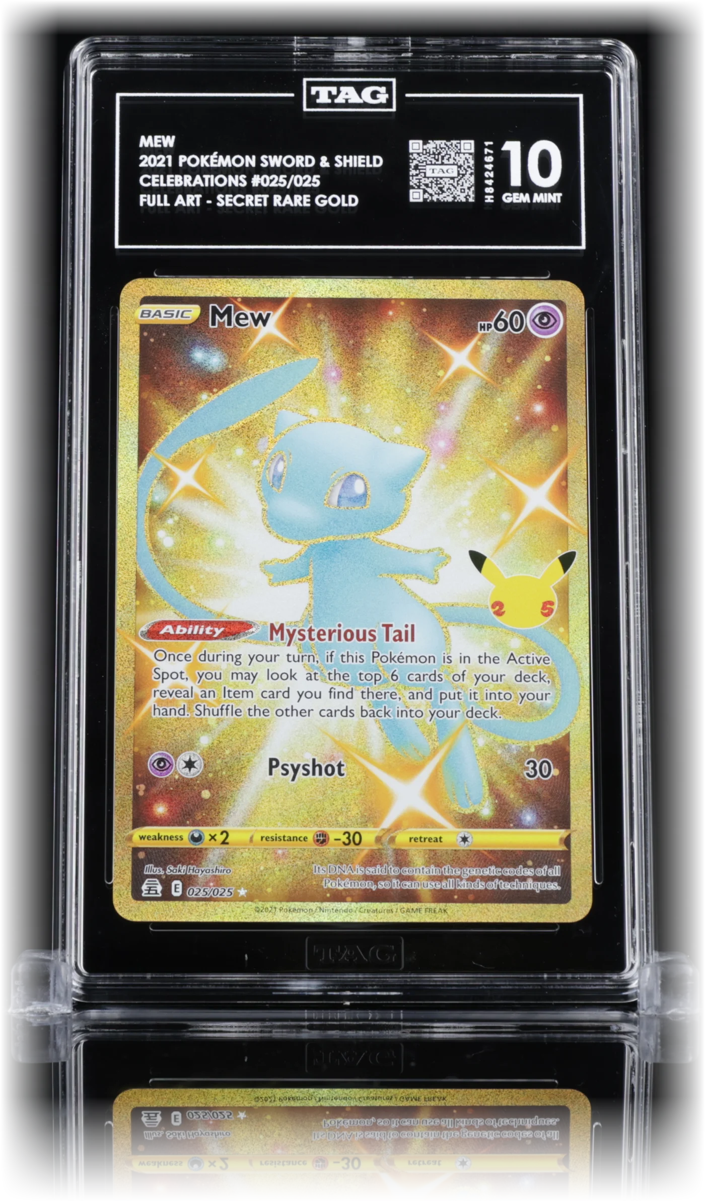 TAG 10 GEM MINT Mew 025/025, cert H8424671