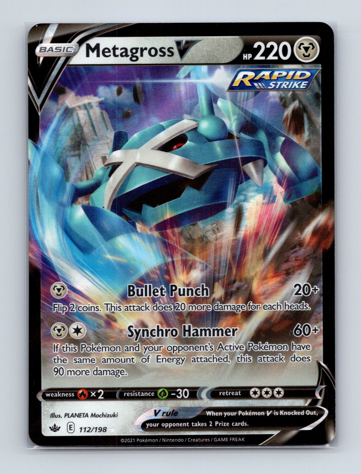 2021 Pokemon TCG Metagross V SWSH06: Chilling Reign 112/198 Holo Ultra Rare NM