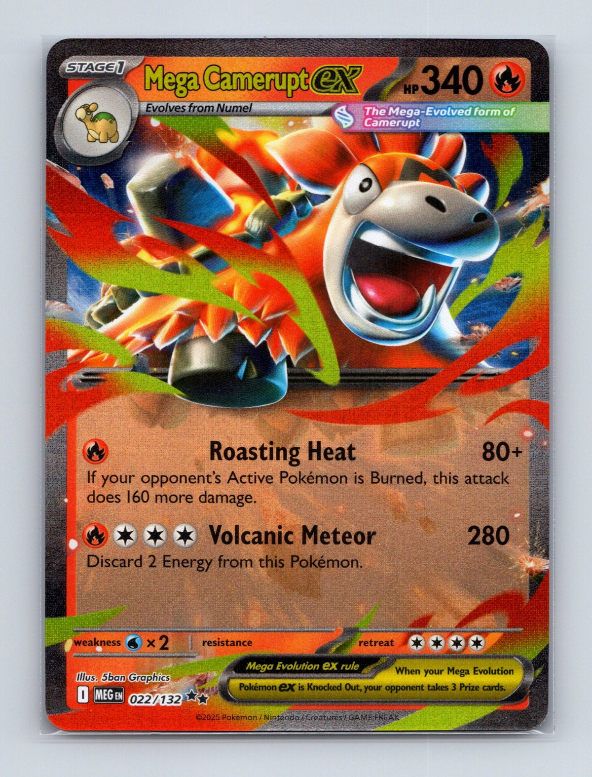 2025 Pokemon Mega Camerupt ex ME01: Mega Evolution 022/132 Holo Double Rare NM