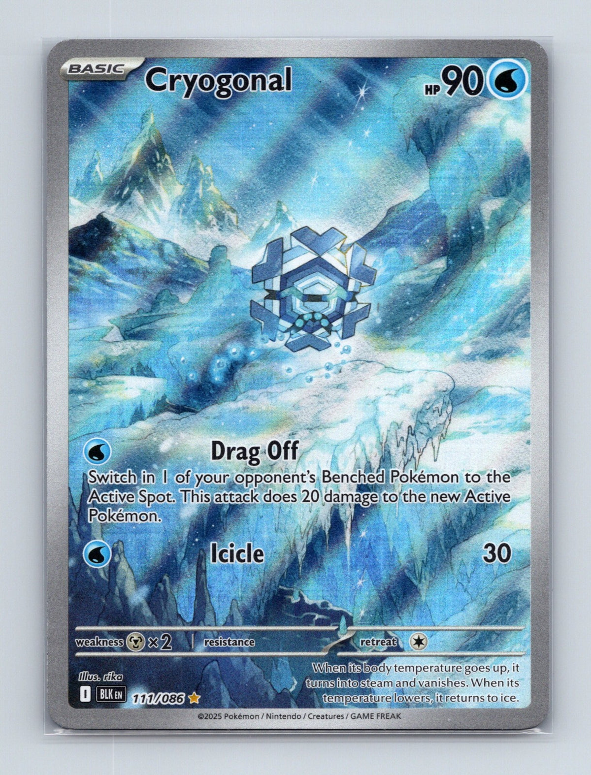2025 Pokemon Cryogonal SV: Black Bolt 111/086 Holo Illustration Rare NM