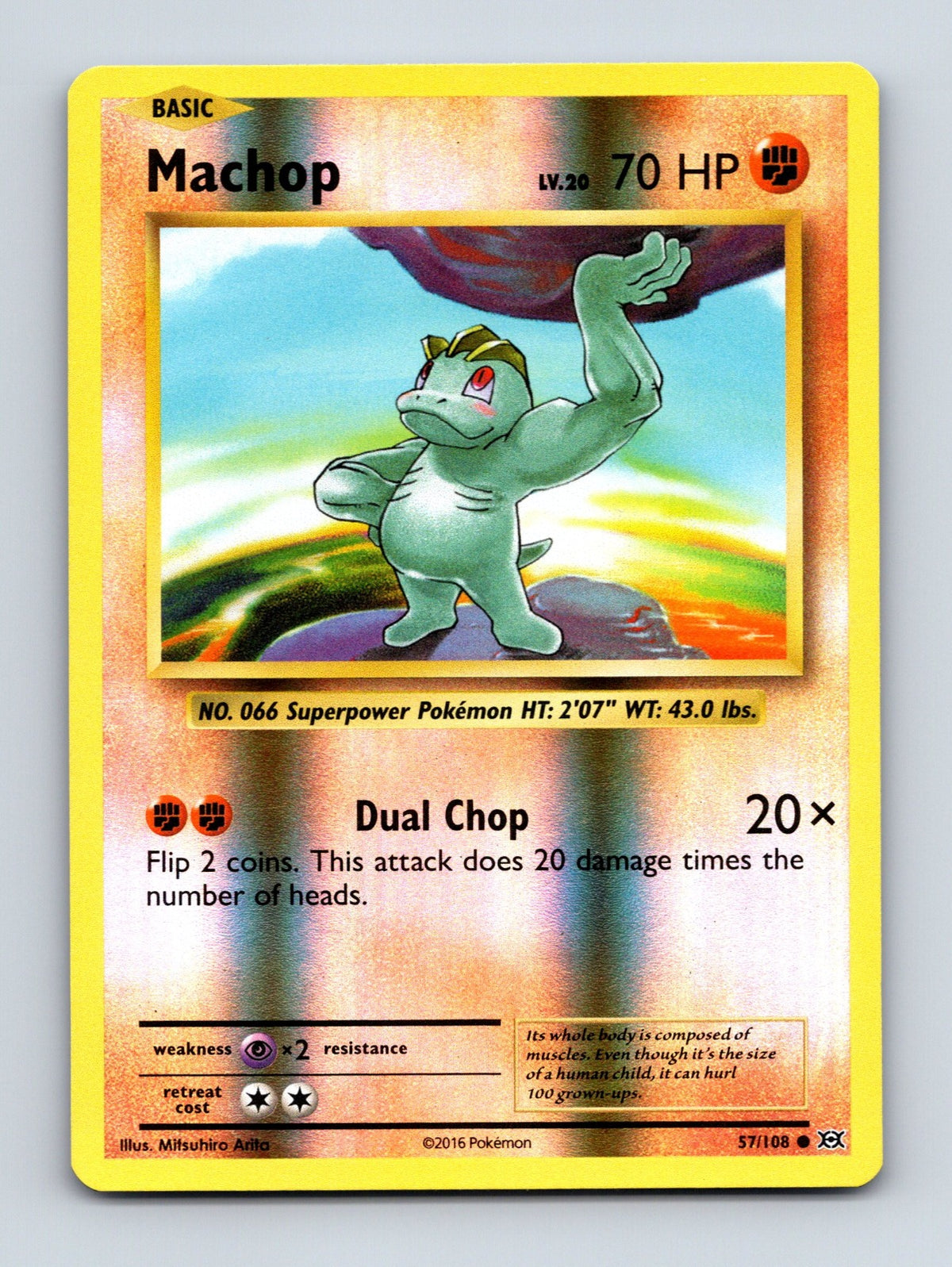 2016 Pokemon TCG Machop XY - Evolutions 57/108 Reverse Holo Common NM
