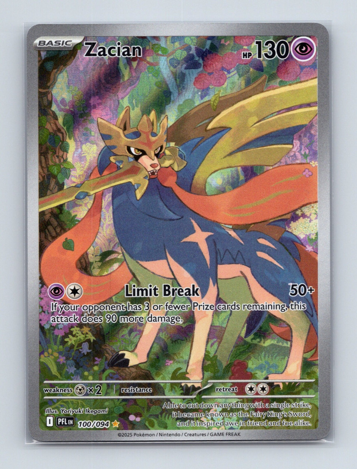 2025 Pokemon Zacian ME02: Phantasmal Flames 100/094 Holo Illustration Rare NM