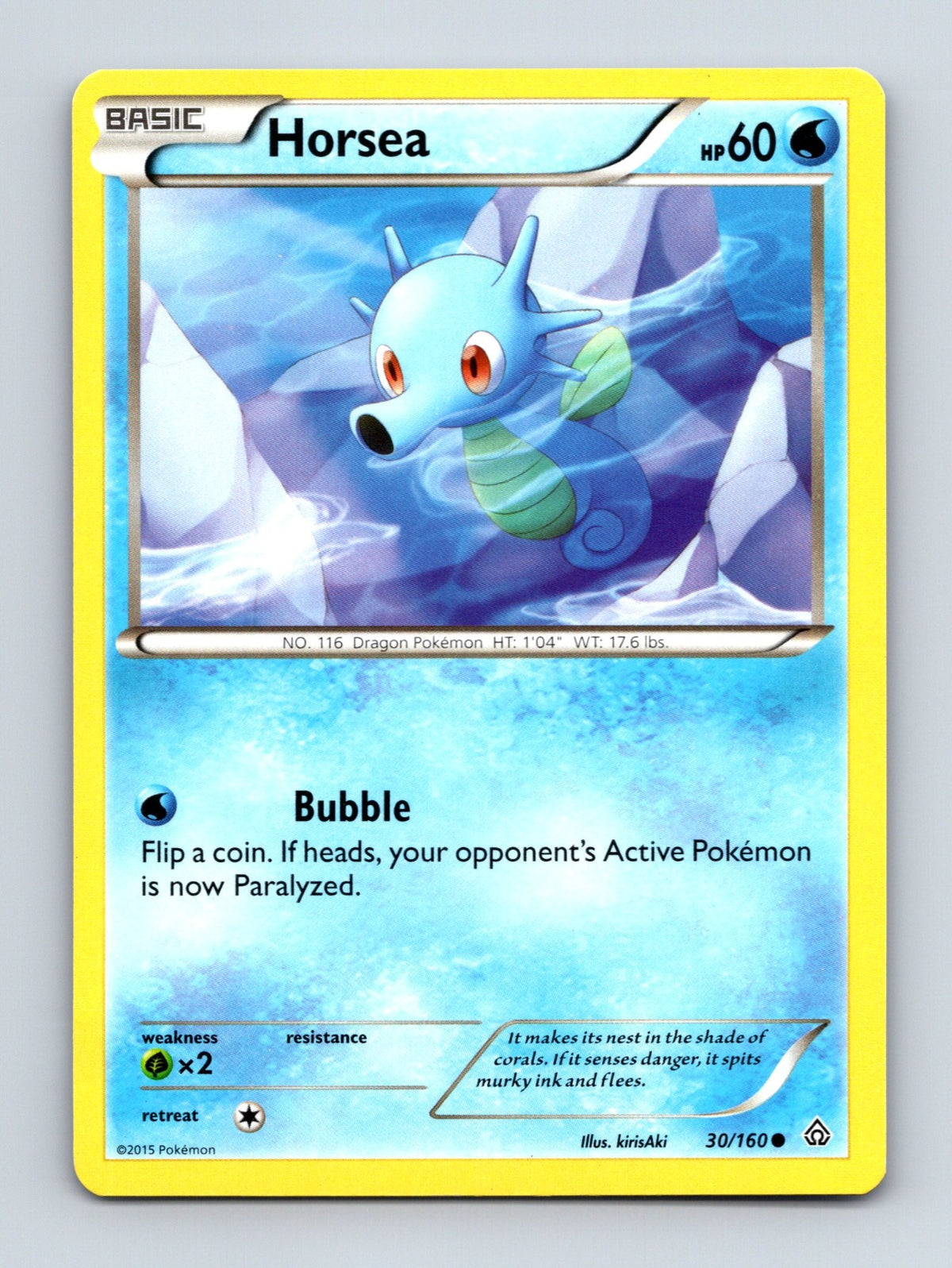 2015 Pokemon TCG Horsea XY - Primal Clash 30/160 Common NM