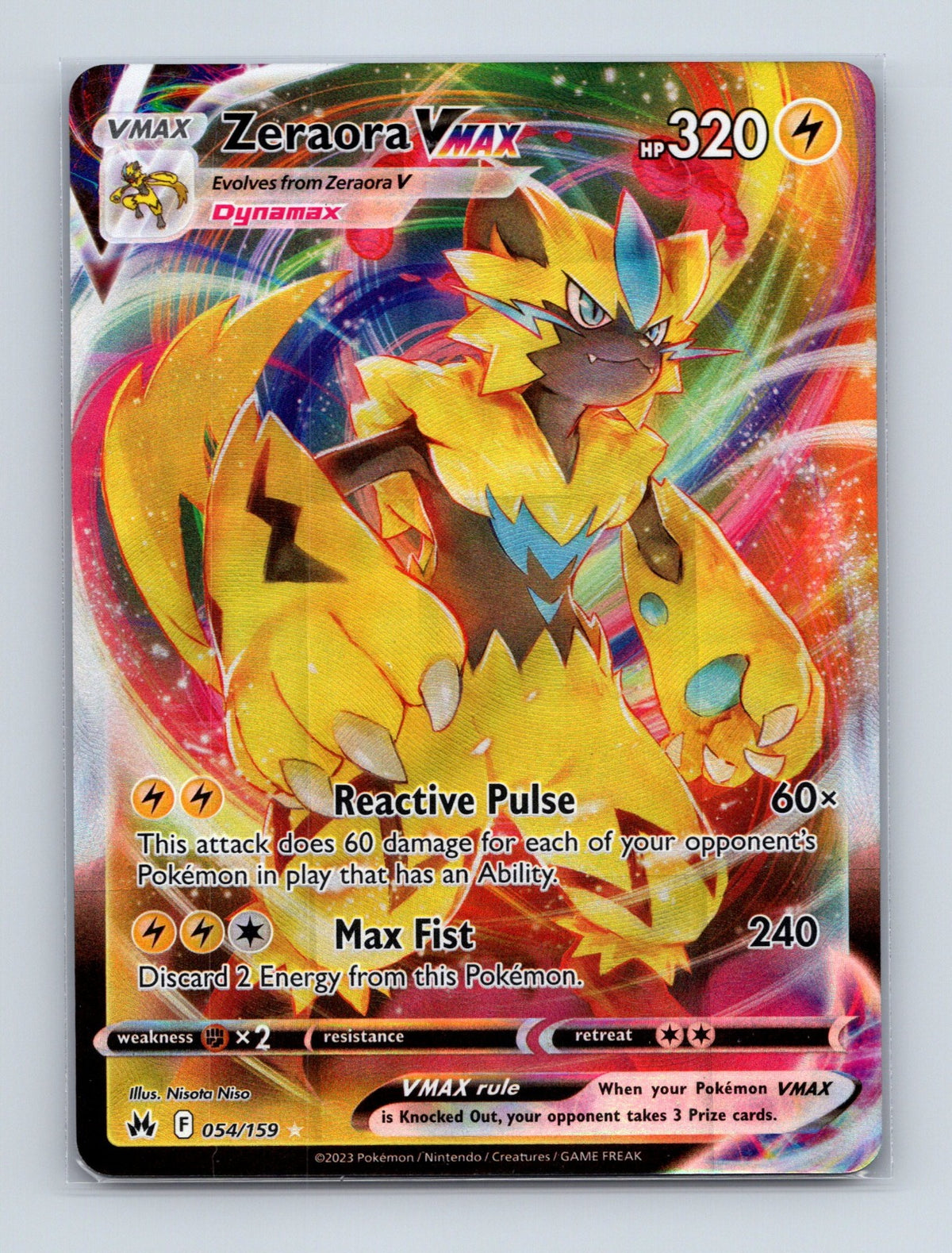 2023 Pokemon TCG Zeraora VMAX SWSH: Crown Zenith 054/159 Holo Ultra Rare NM
