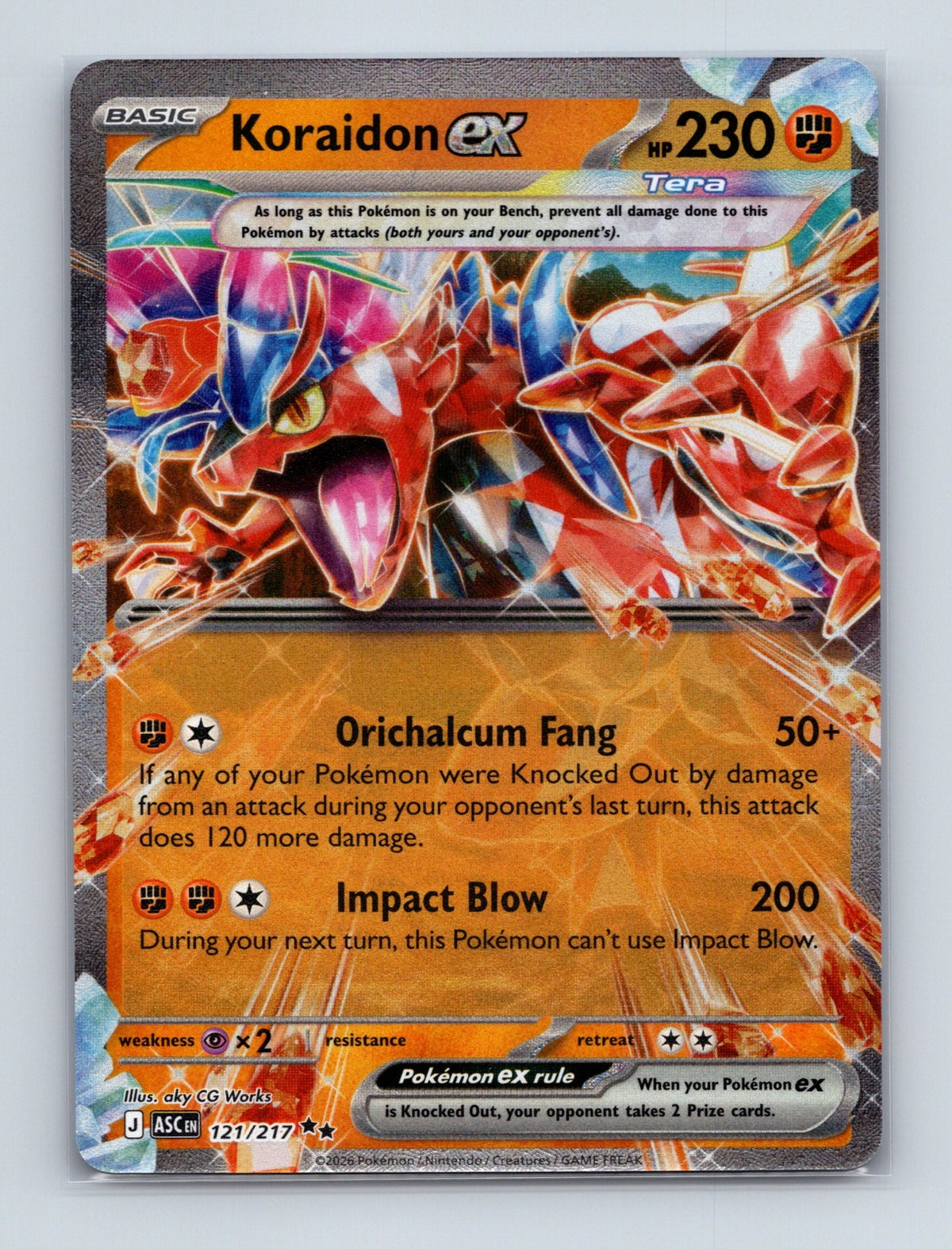 2026 Pokemon TCG Koraidon ex ME: Ascended Heroes 121/217 Holo Double Rare NM