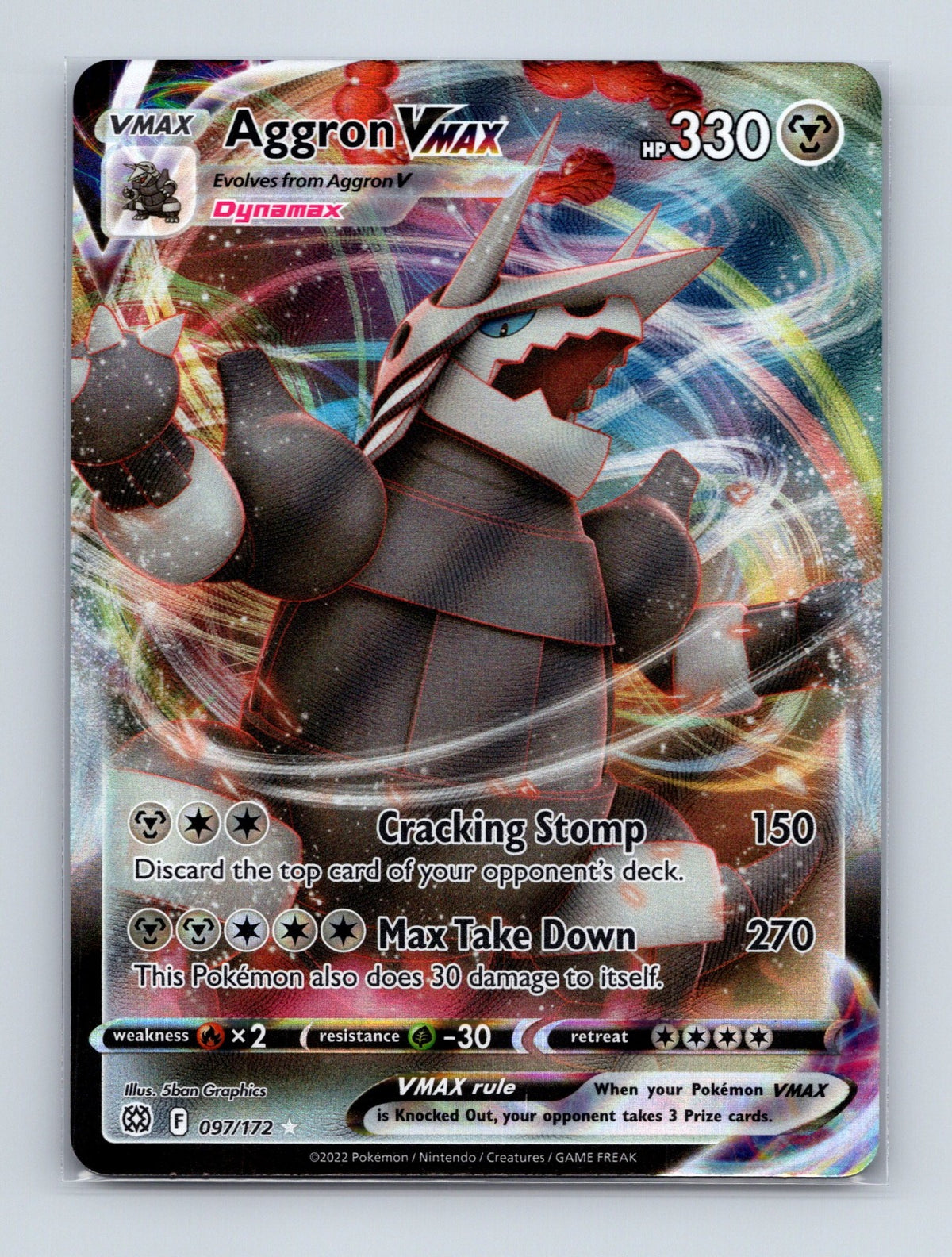2022 Pokemon TCG Aggron VMAX SWSH09: Brilliant Stars 097/172 Holo Ultra Rare NM