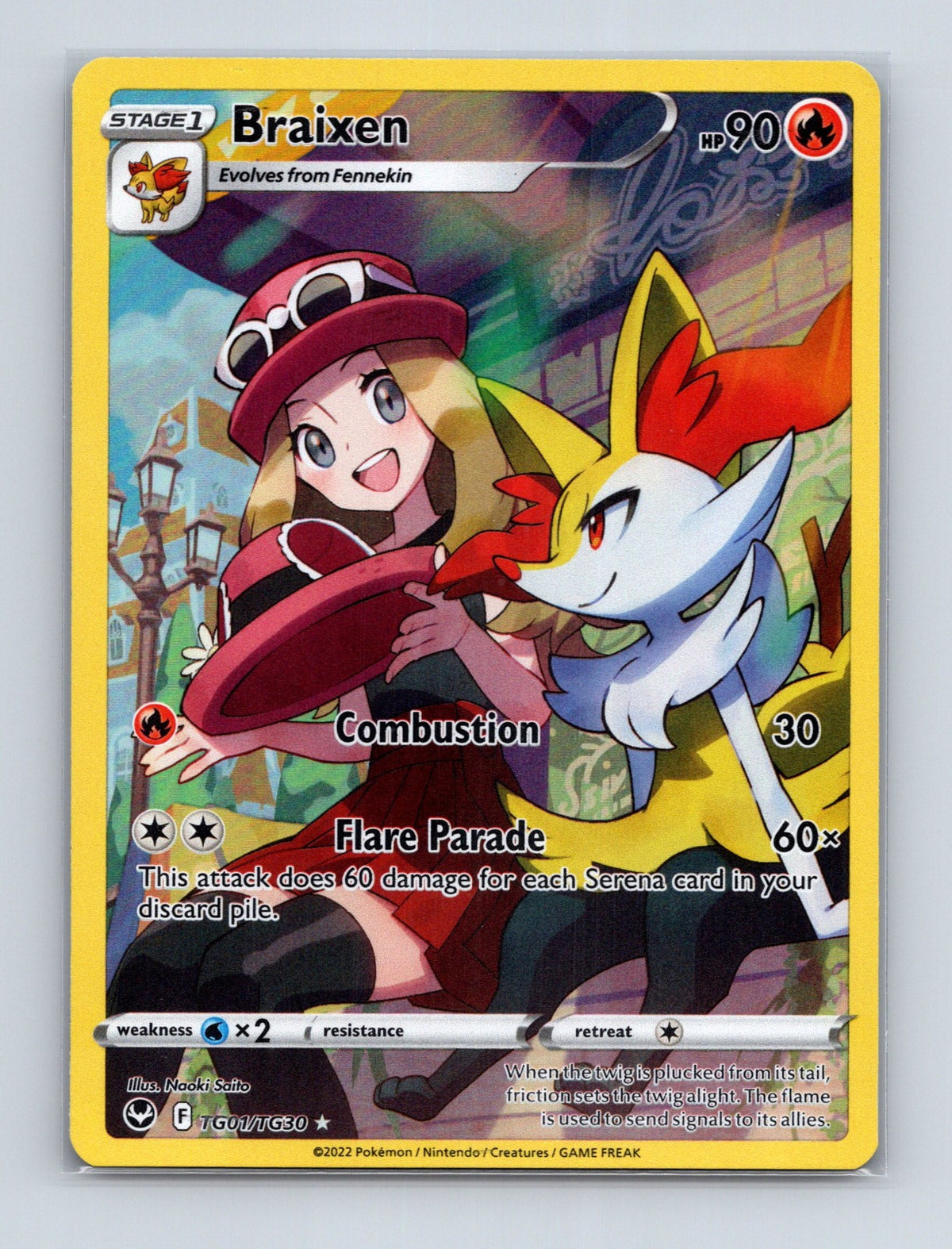 2022 Pokemon Braixen SWSH12: Silver Tempest TG01/TG30 Holo Ultra Rare NM