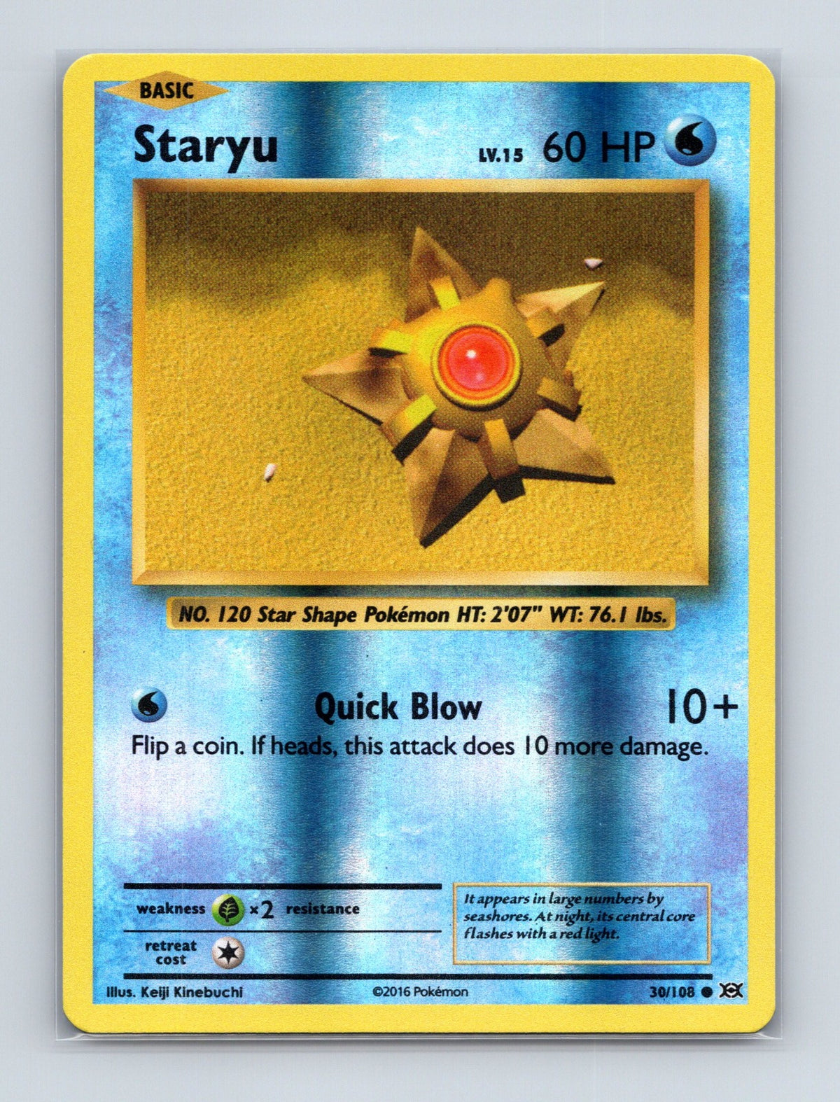 2016 Pokemon TCG Staryu XY - Evolutions 30/108 Reverse Holo Common NM