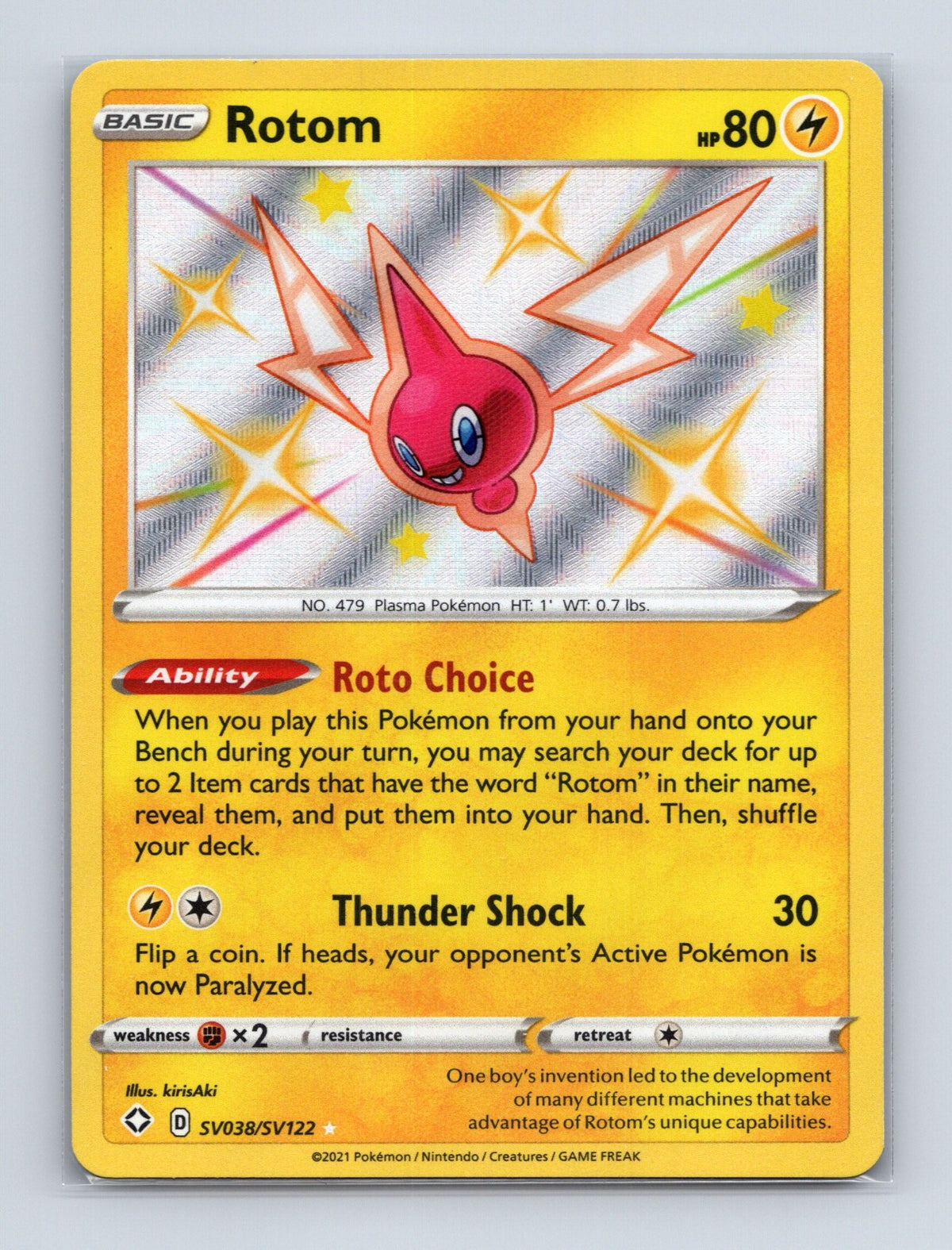 2021 Pokemon TCG Rotom Shining Fates: Shiny Vault SV038/SV122 Shiny Holo Rare NM
