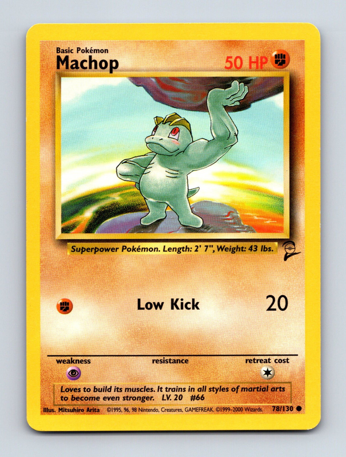 2000 Pokemon TCG Machop Base Set 2 078/130 Common LP