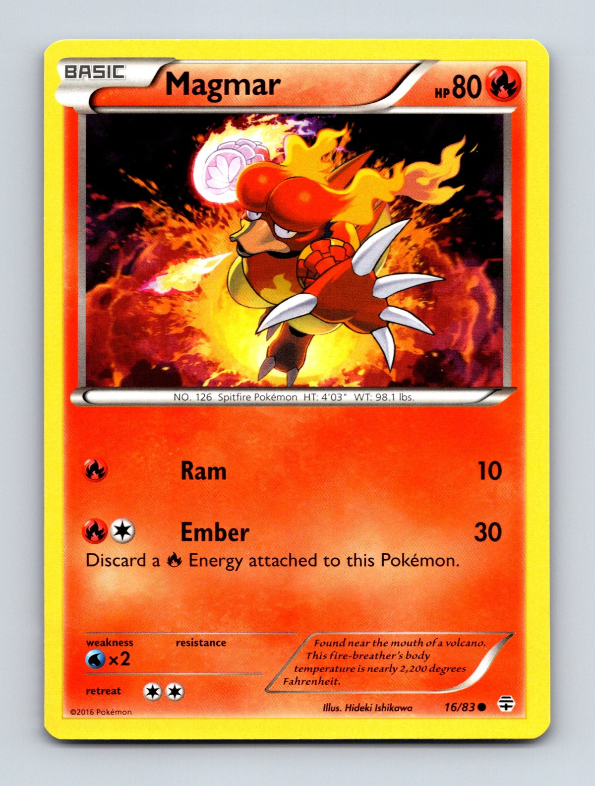 2016 Pokemon TCG Magmar Generations 16/83 Common NM