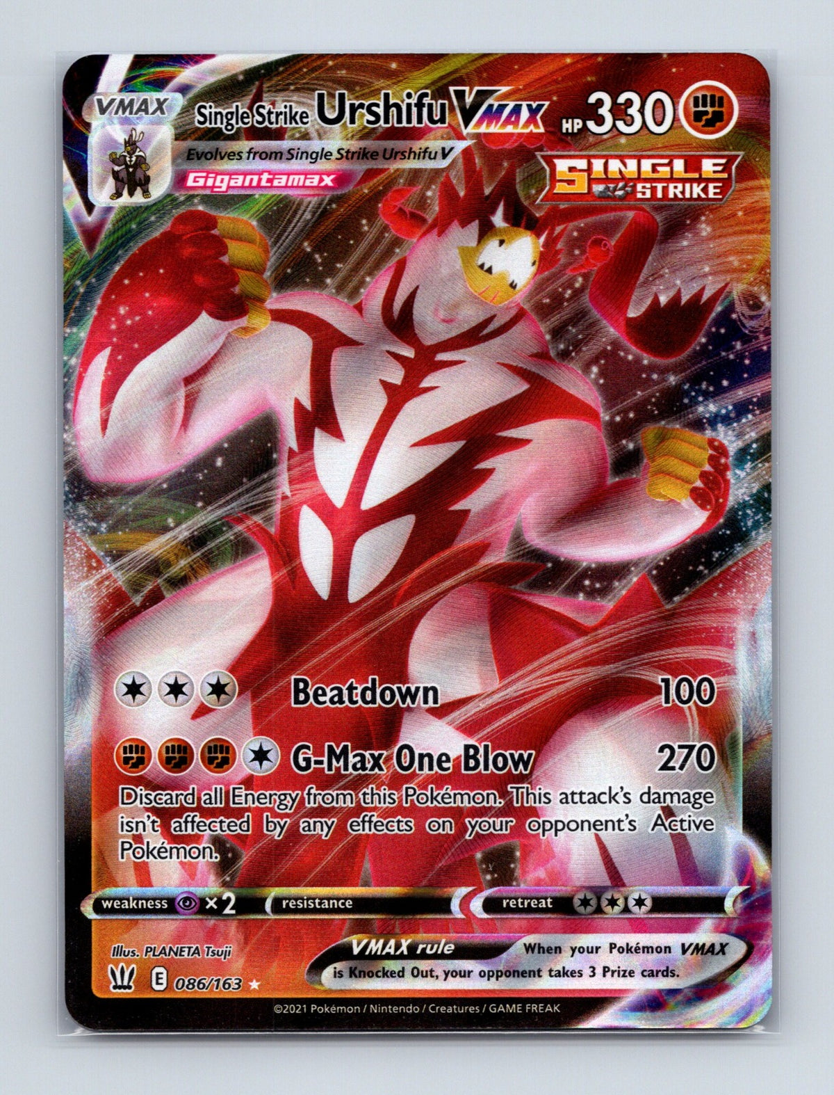 2021 Pokemon Single Strike Urshifu VMAX SWSH05: Battle Styles 086/163   NM