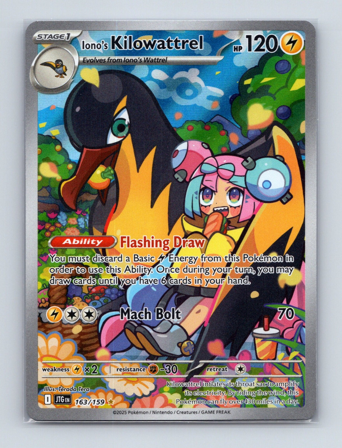 2025 Pokemon Iono's Kilowattrel SV09: Journey Together 163/159 IR NM