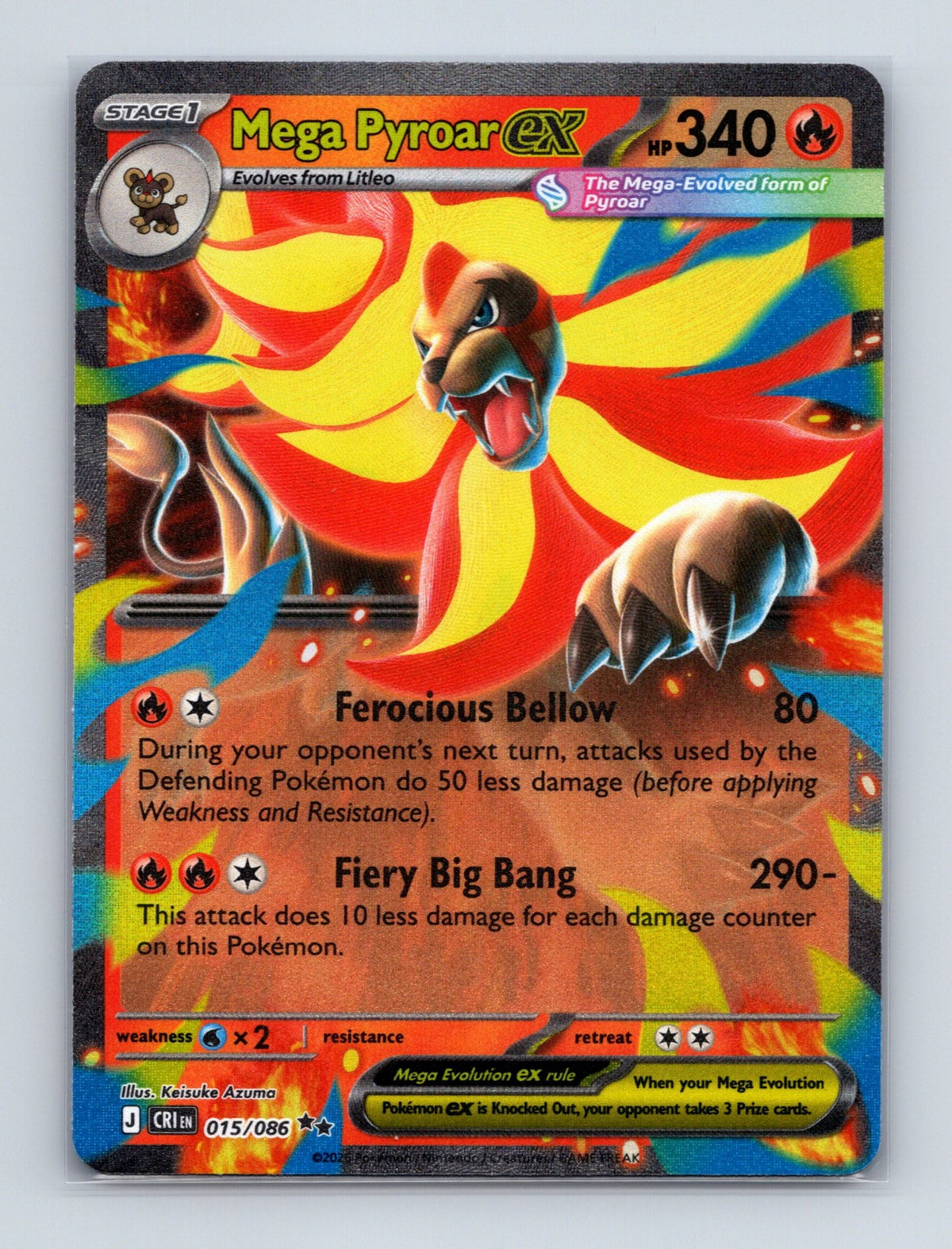 2026 Pokemon TCG Mega Pyroar ex ME04: Chaos Rising 015/086 Holo Double Rare NM