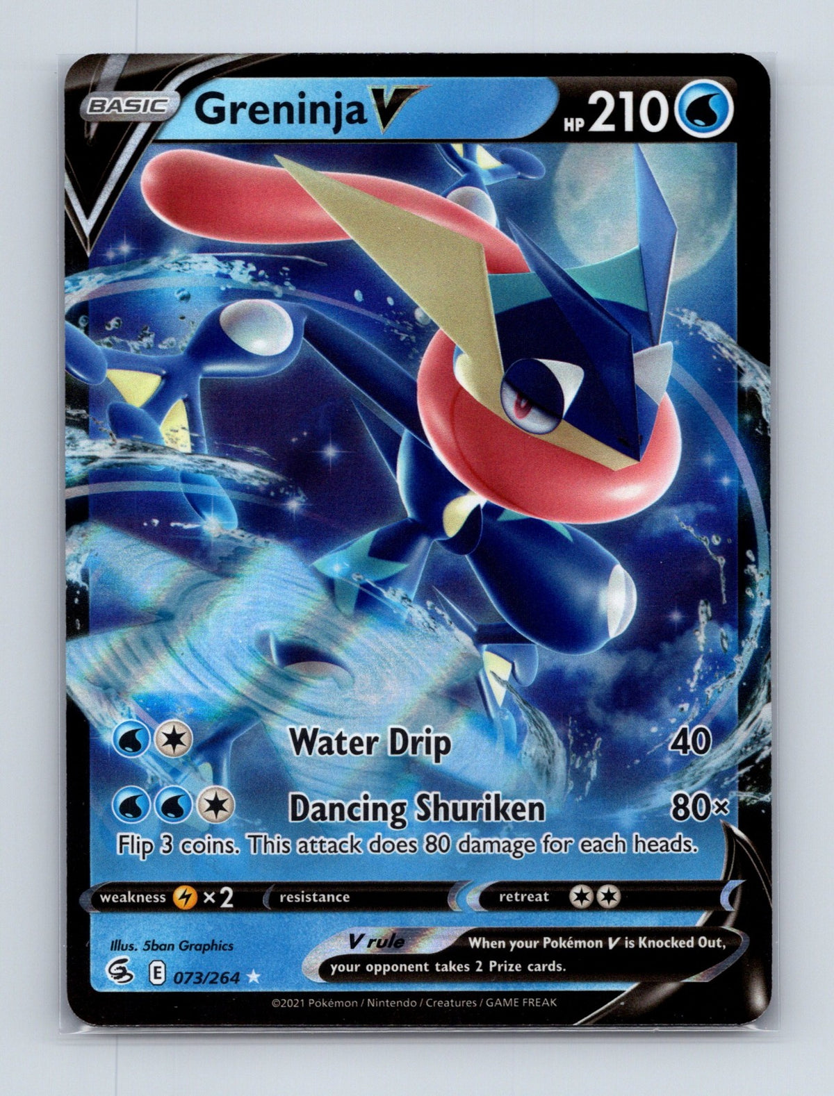 2021 Pokemon TCG Greninja V SWSH08: Fusion Strike 073/264 Holo Ultra Rare NM
