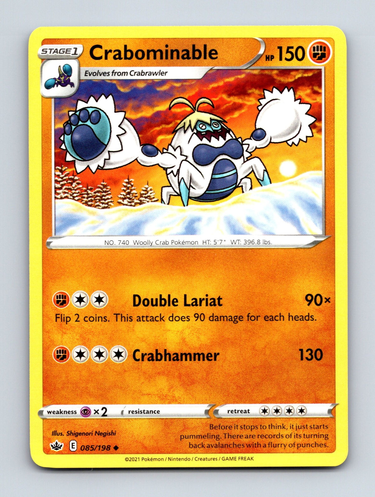 2021 Pokemon TCG Crabominable SWSH06: Chilling Reign 085/198 Uncommon NM