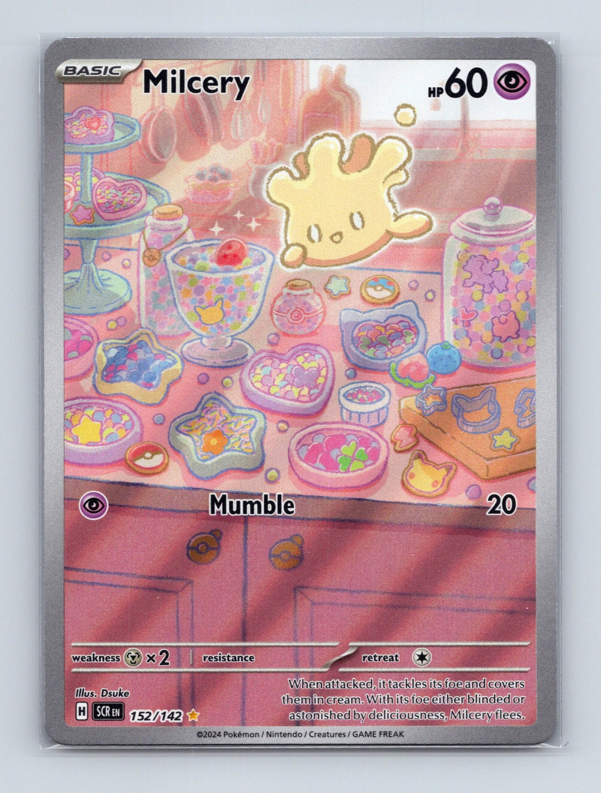 2024 Pokemon TCG Milcery SV07: Stellar Crown 152/142 Holo Illustration Rare NM