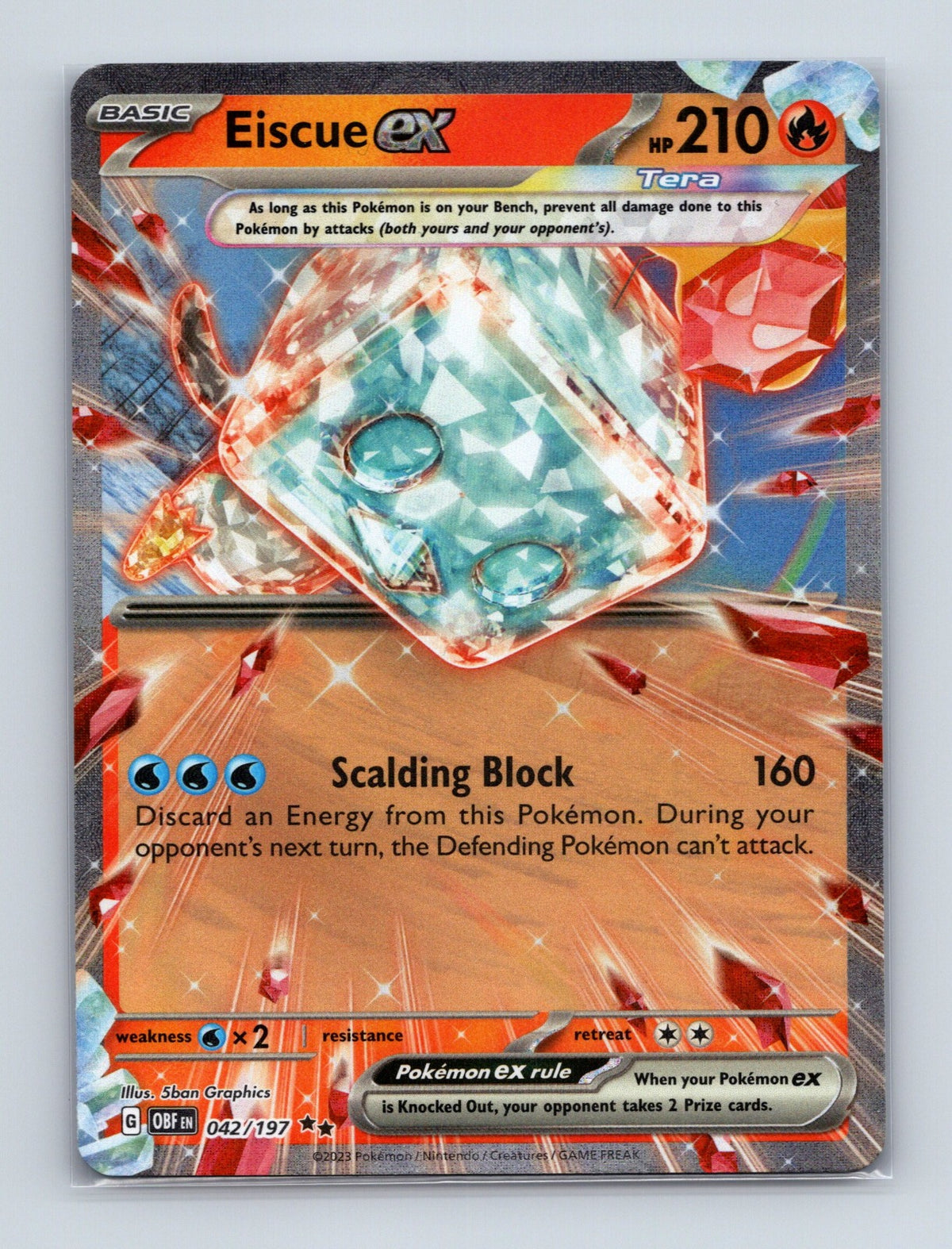 2023 Pokemon TCG Eiscue ex SV03: Obsidian Flames 042/197 Holo Double Rare NM
