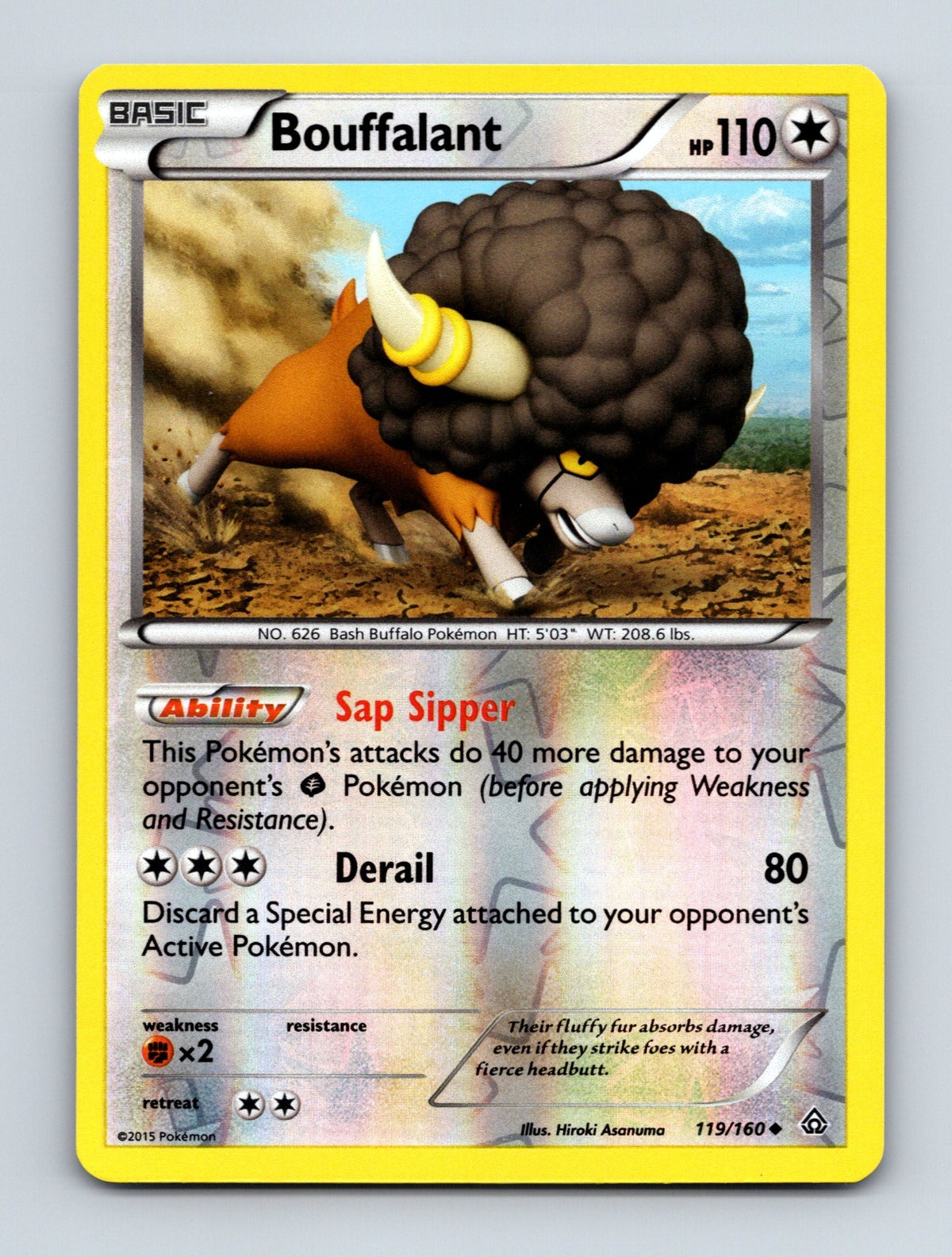 2015 Pokemon TCG Bouffalant XY - Primal Clash 119/160 Reverse Holo Uncommon NM