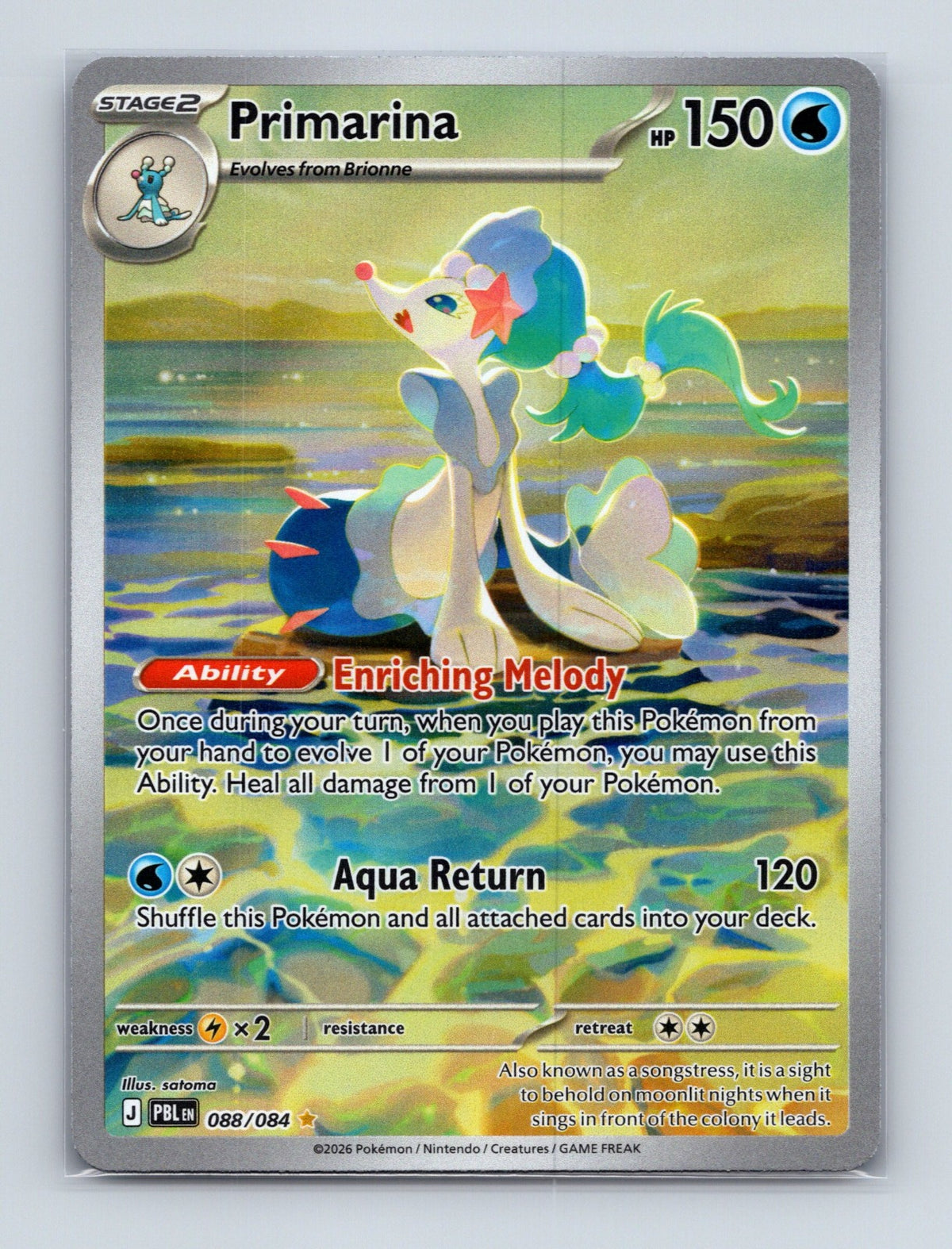 2026 Pokemon TCG Primarina ME05: Pitch Black 088/084 Holo Illustration Rare NM
