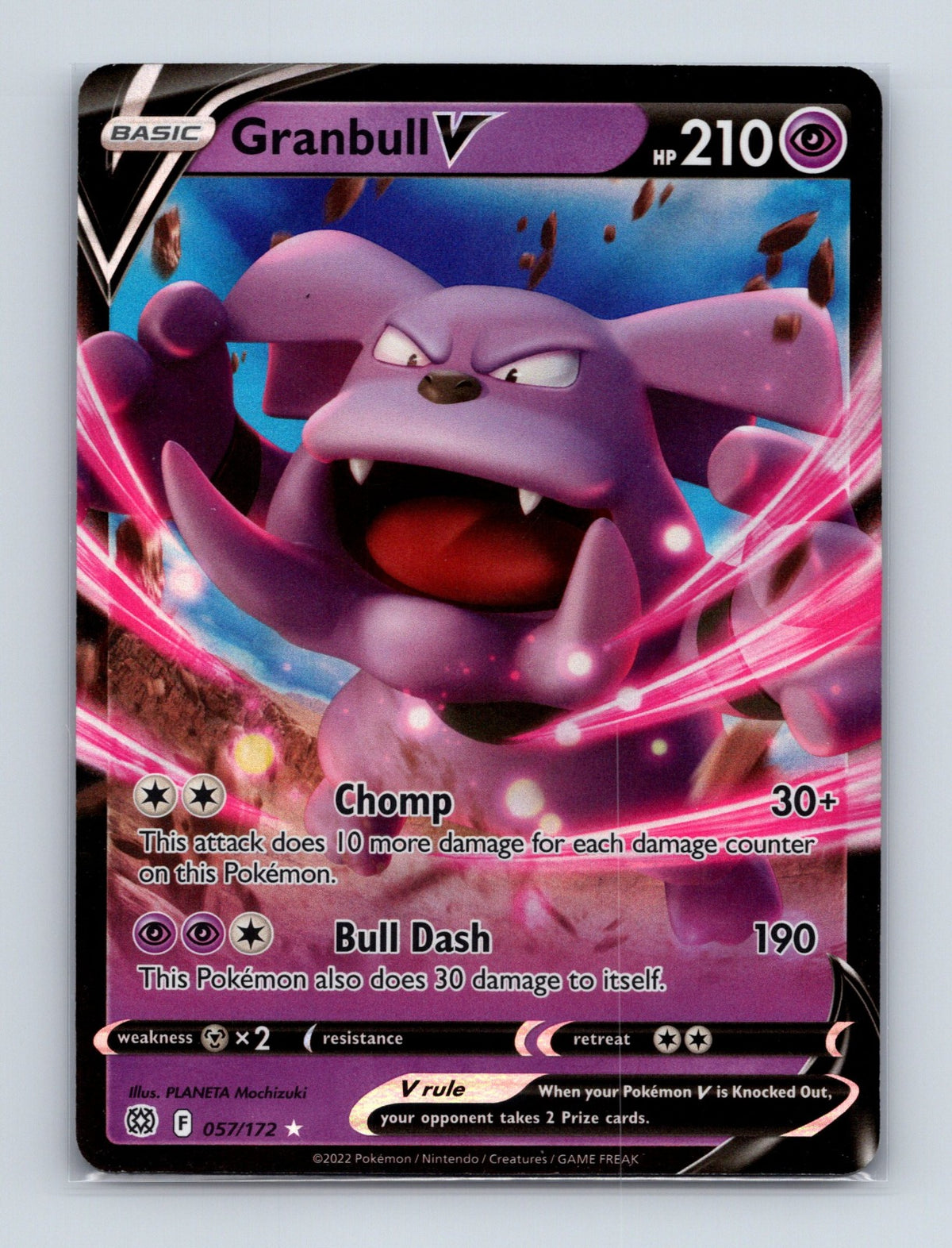 2022 Pokemon TCG Granbull V SWSH09: Brilliant Stars 057/172 Holo Ultra Rare NM