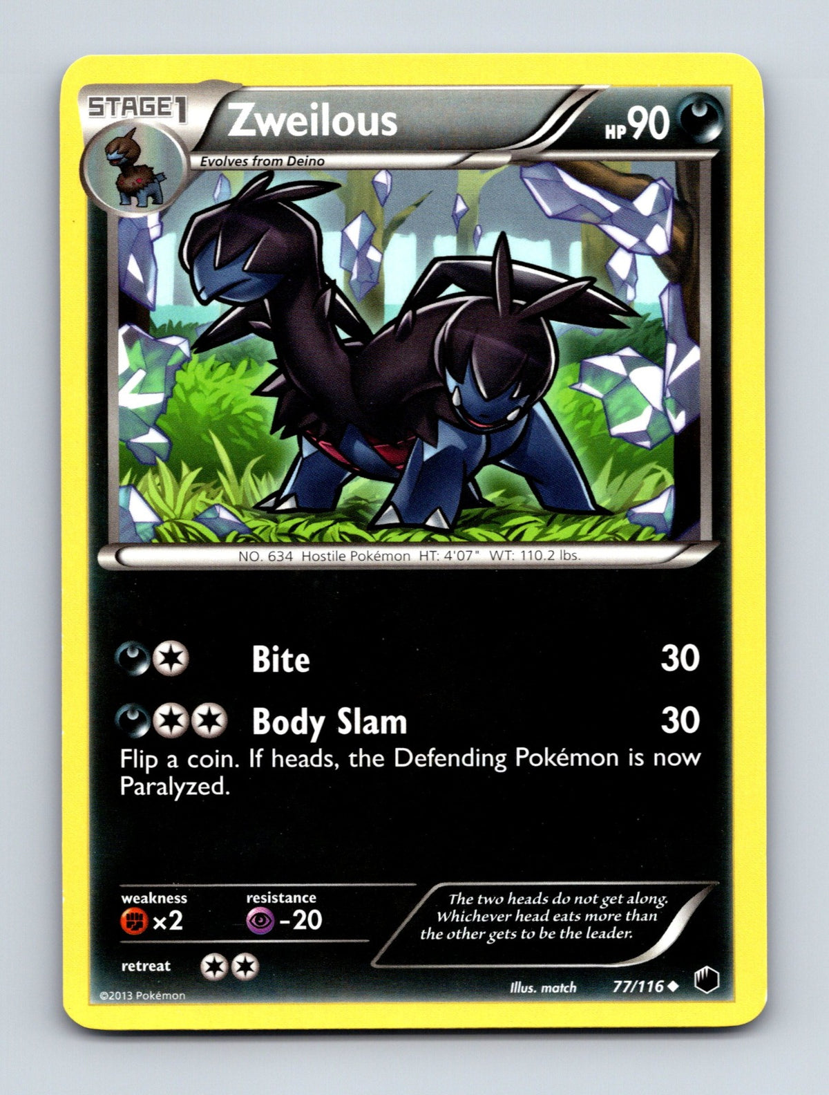 2013 Pokemon TCG Zweilous Plasma Freeze 77/116 Uncommon NM