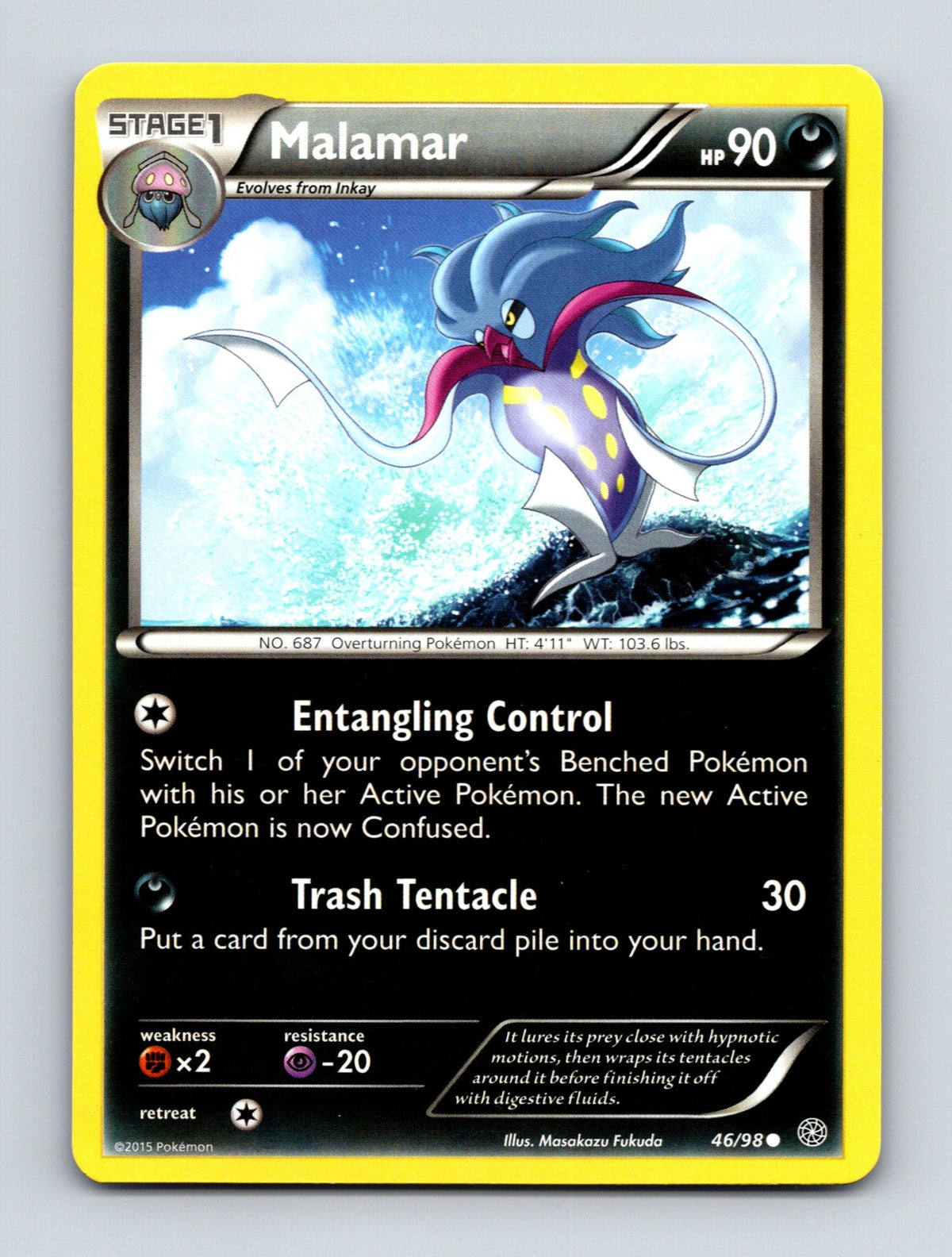 2015 Pokemon TCG Malamar XY - Ancient Origins 46/98 Common NM