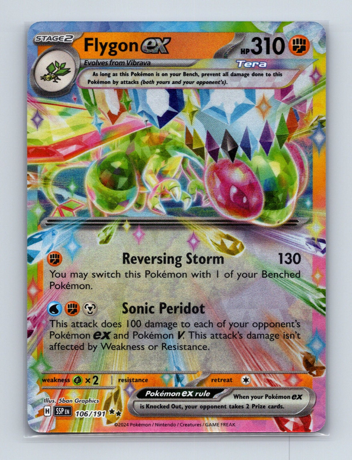 2024 Pokemon TCG Flygon ex SV08: Surging Sparks 106/191 Holo Double Rare NM