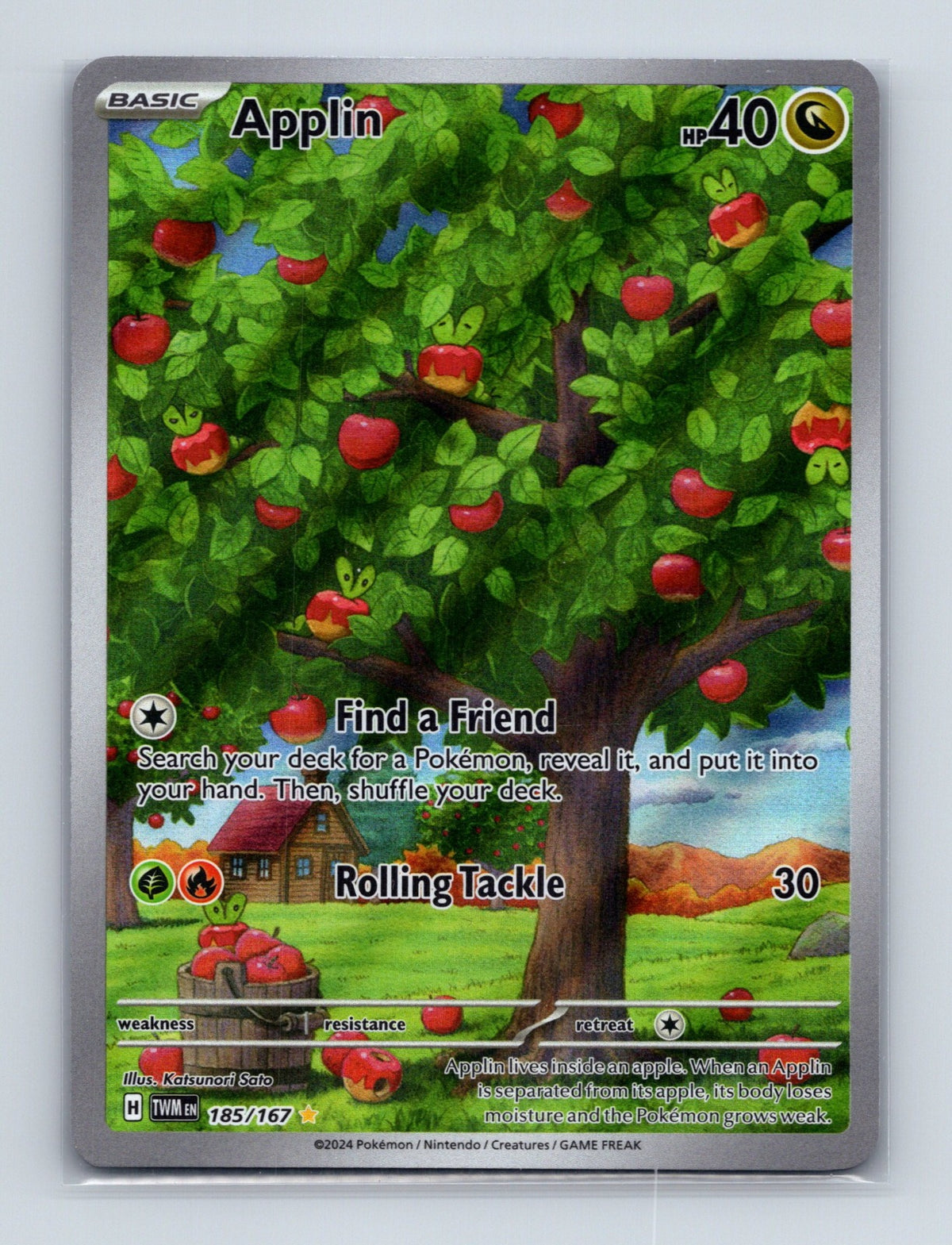 2024 Pokemon Applin SV06: Twilight Masquerade 185/167 Holo Illustration Rare NM