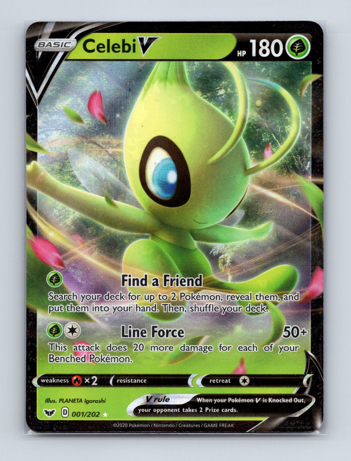 2020 Pokemon Celebi V SWSH01: Sword & Shield Base Set 001/202 Holo Ultra Rare NM