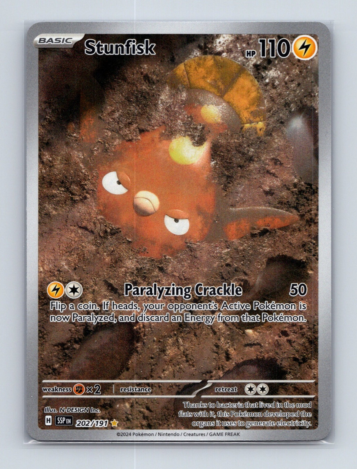 2024 Pokemon TCG Stunfisk SV08: Surging Sparks 202/191 Holo Illustration Rare NM