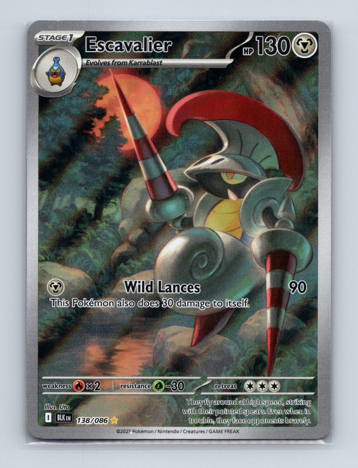 2025 Pokemon TCG Escavalier SV: Black Bolt 138/086 Holo Illustration Rare NM