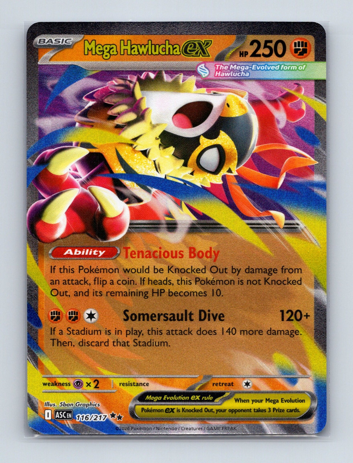 2026 Pokemon Mega Hawlucha ex ME: Ascended Heroes 116/217 Holo NM