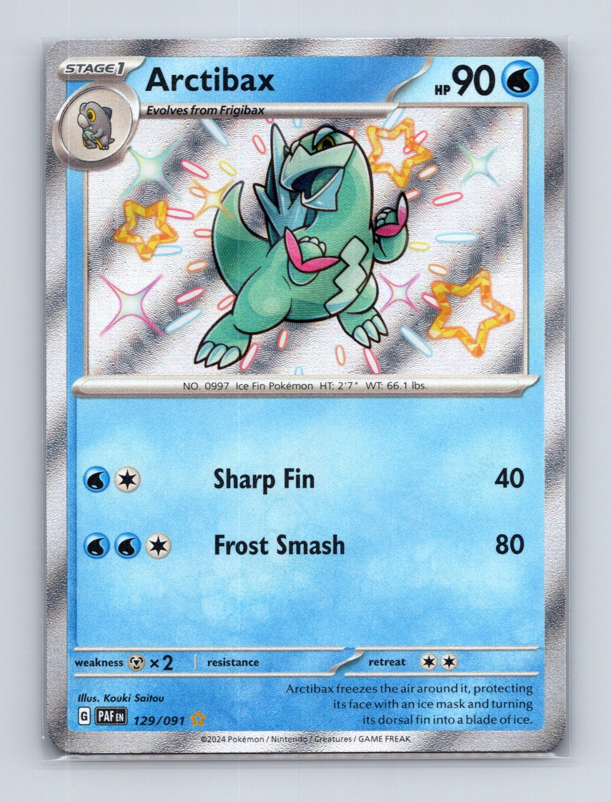 2024 Pokemon TCG Arctibax SV: Paldean Fates 129/091 Holo Shiny Rare NM