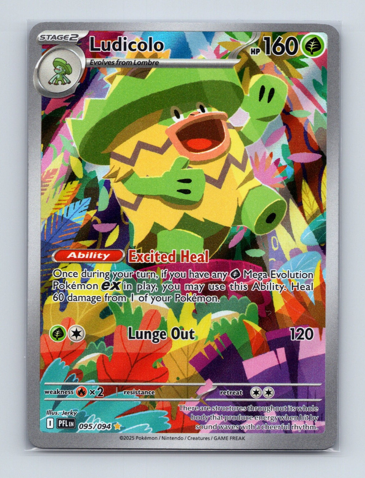 2025 Pokemon Ludicolo ME02: Phantasmal Flames 095/094 Holo Illustration Rare NM