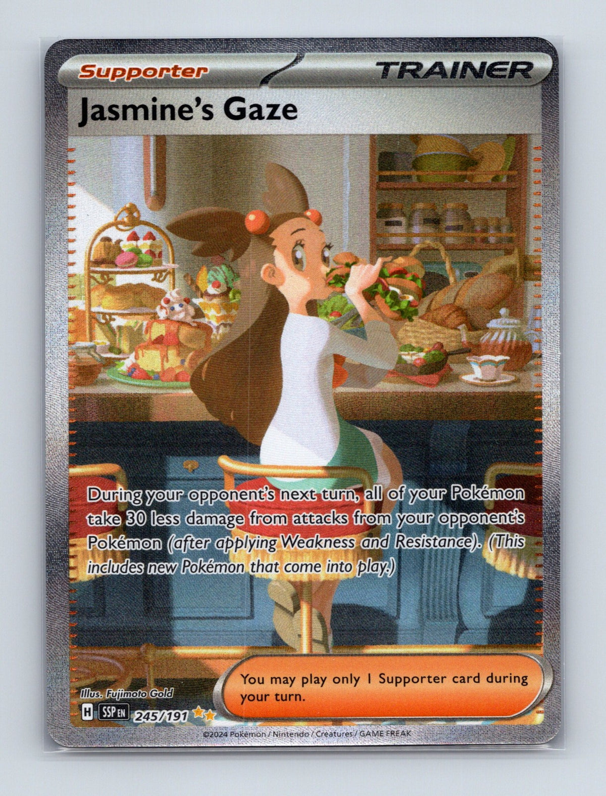 2024 Pokemon TCG Jasmine's Gaze SV08: Surging Sparks 245/191 Holo SIR NM