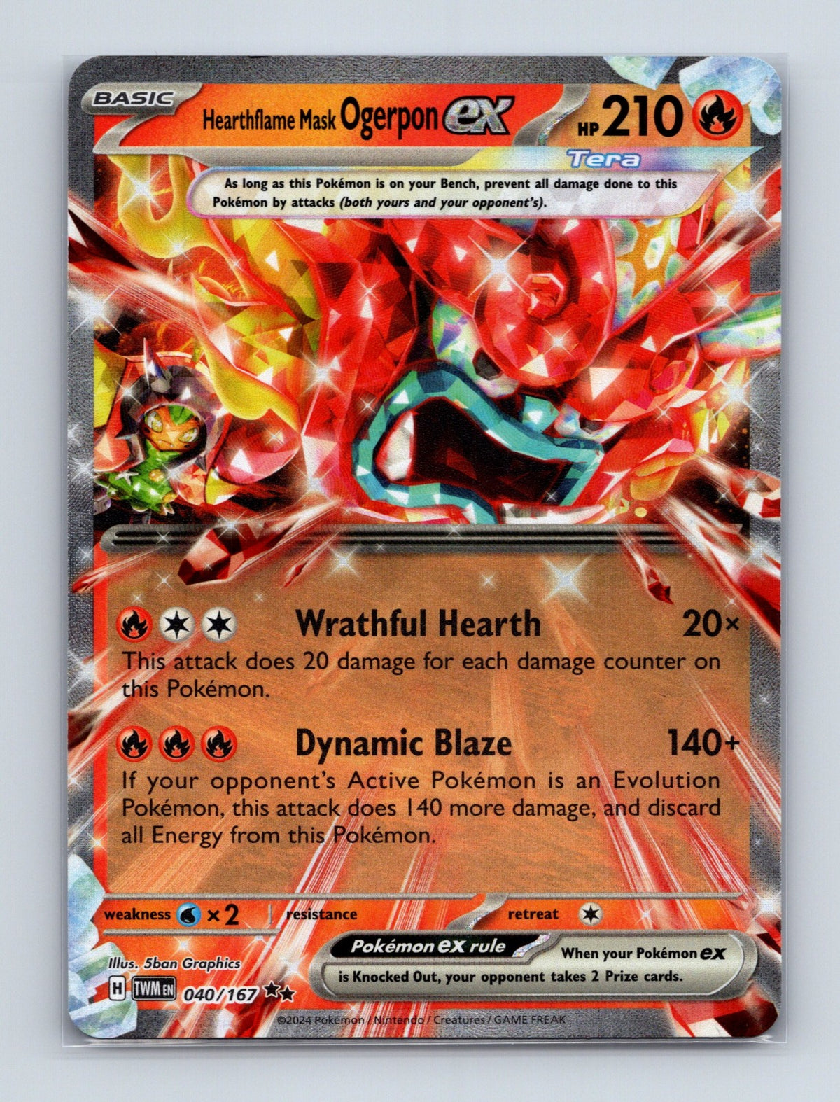 2024 Pokemon Hearthflame Mask Ogerpon ex SV06: Twilight Masquerade 040/167 NM