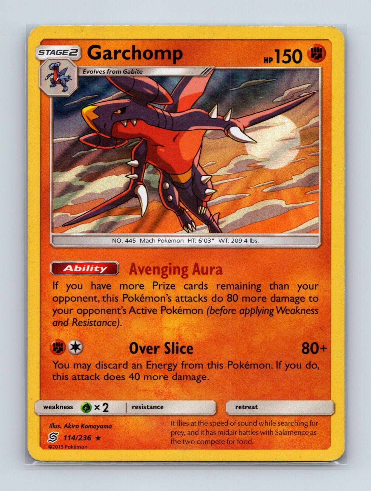 2019 Pokemon TCG Garchomp SM - Unified Minds 114/236 Holo Rare NM