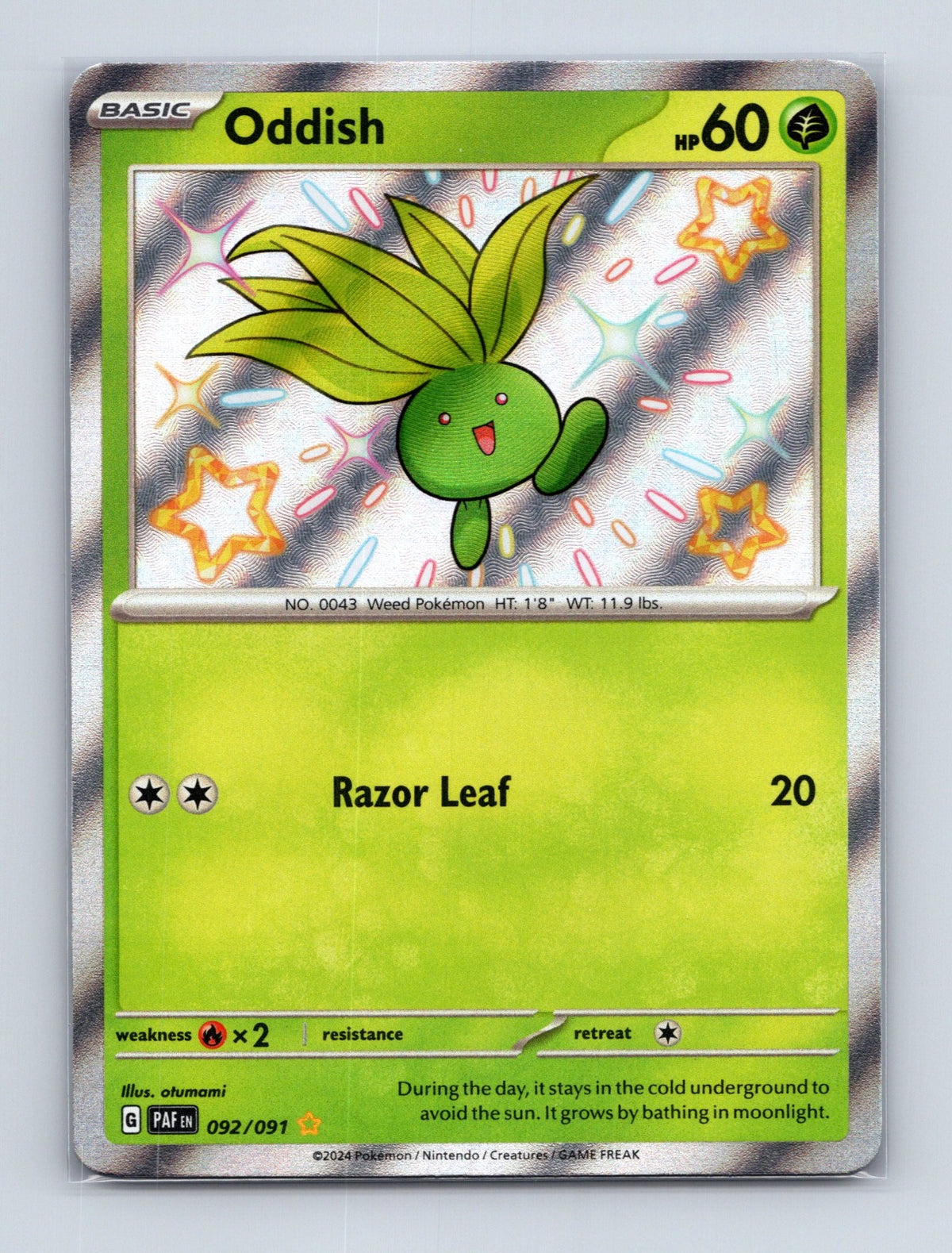 2024 Pokemon TCG Oddish SV: Paldean Fates 092/091 Holo Shiny Rare NM