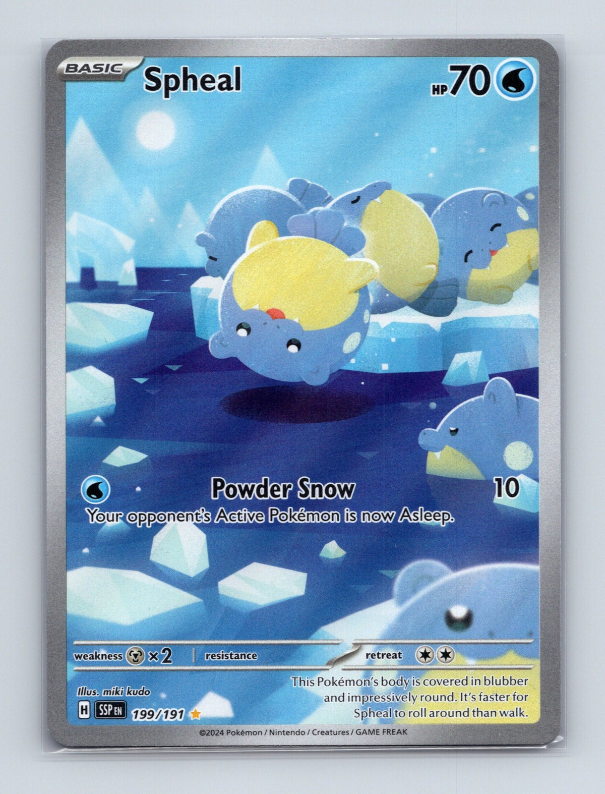 2024 Pokemon TCG Spheal SV08: Surging Sparks 199/191 Holo Illustration Rare NM