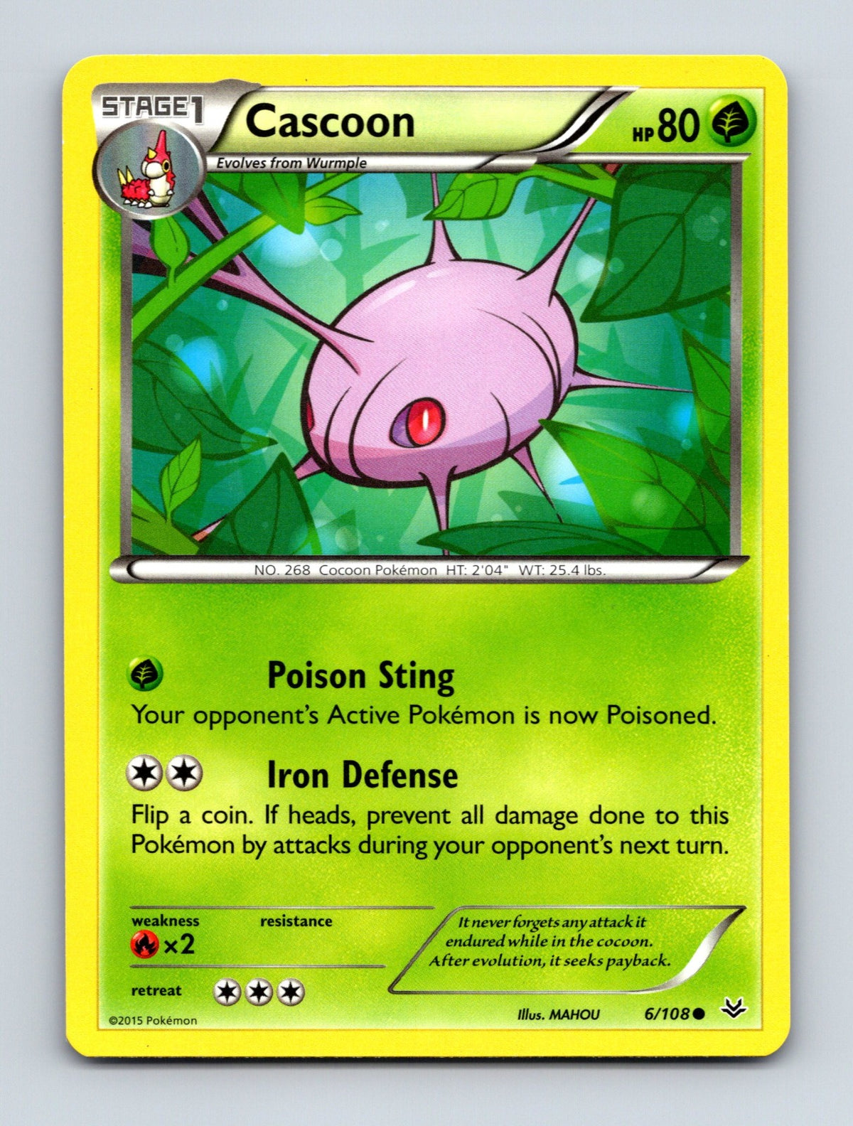 2015 Pokemon TCG Cascoon XY - Roaring Skies 6/108 Common NM