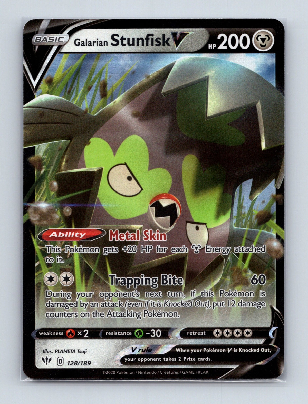 2020 Pokemon Galarian Stunfisk V SWSH03: Darkness Ablaze 128/189 Ultra Rare NM
