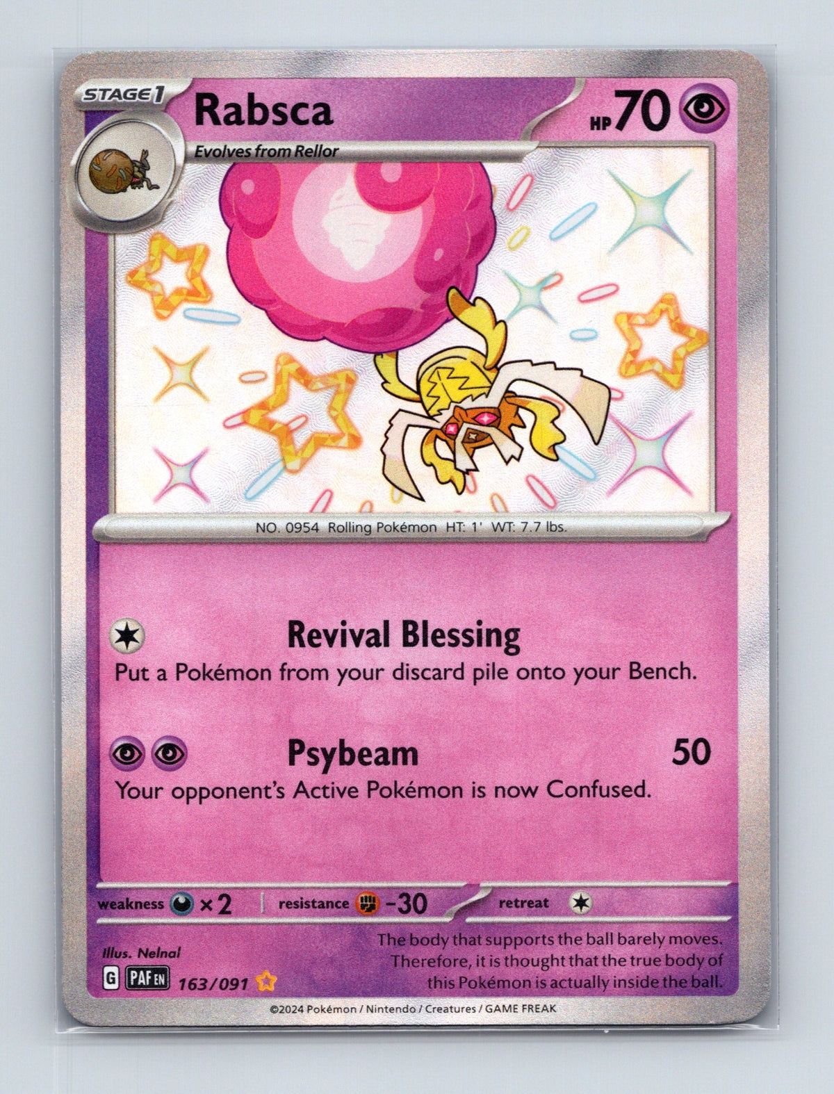 2024 Pokemon TCG Rabsca SV: Paldean Fates 163/091 Holo Shiny Rare NM