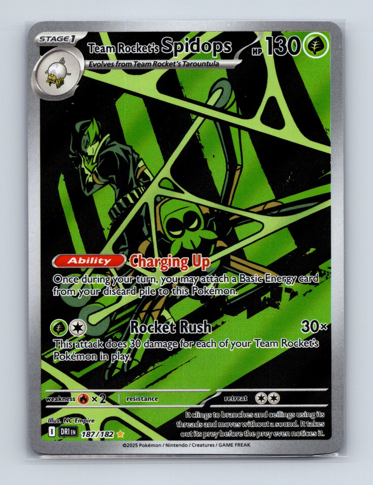 2025 Pokemon Team Rocket's Spidops SV10: Destined Rivals 187/182  IR NM