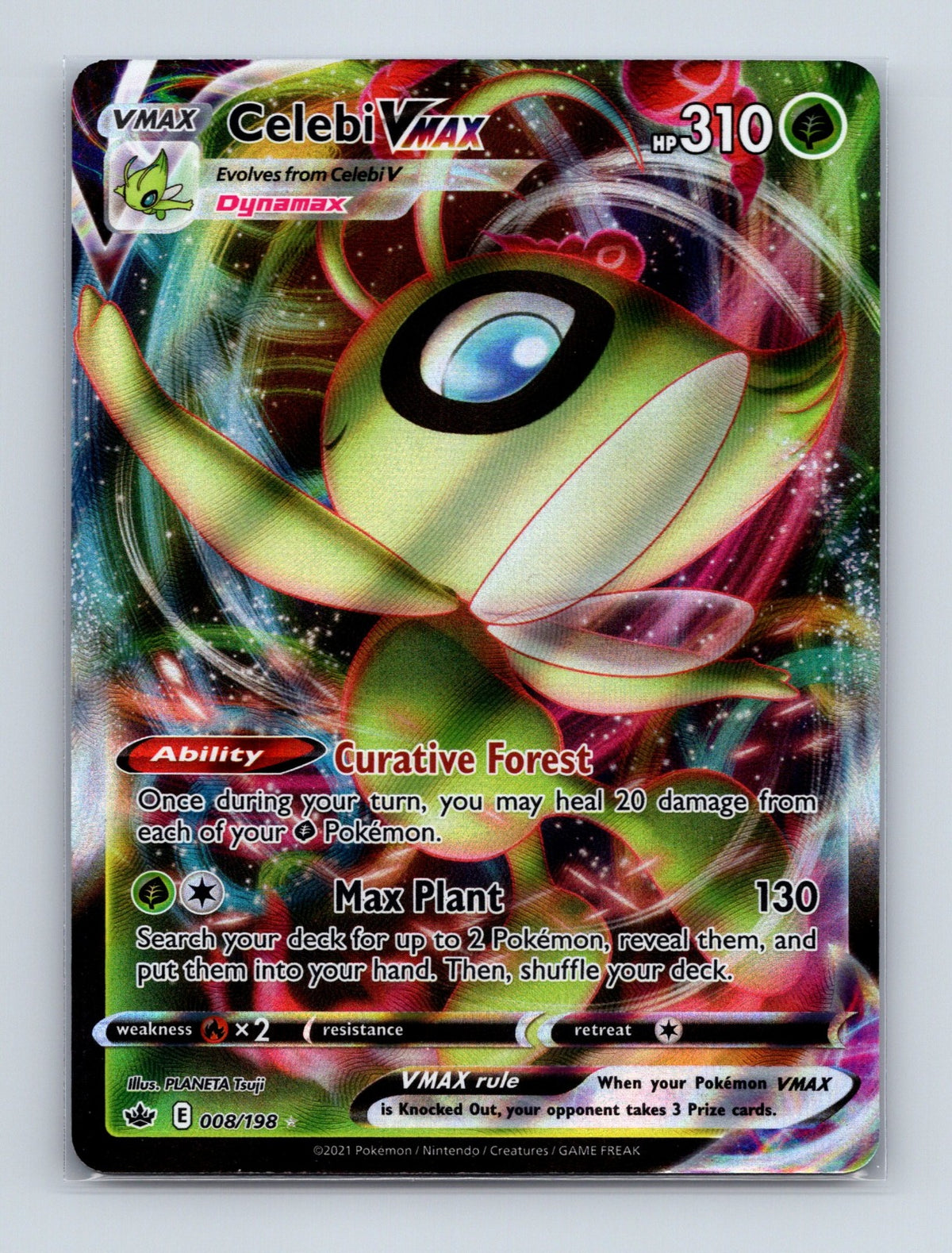 2021 Pokemon TCG Celebi VMAX SWSH06: Chilling Reign 008/198 Holo Ultra Rare NM