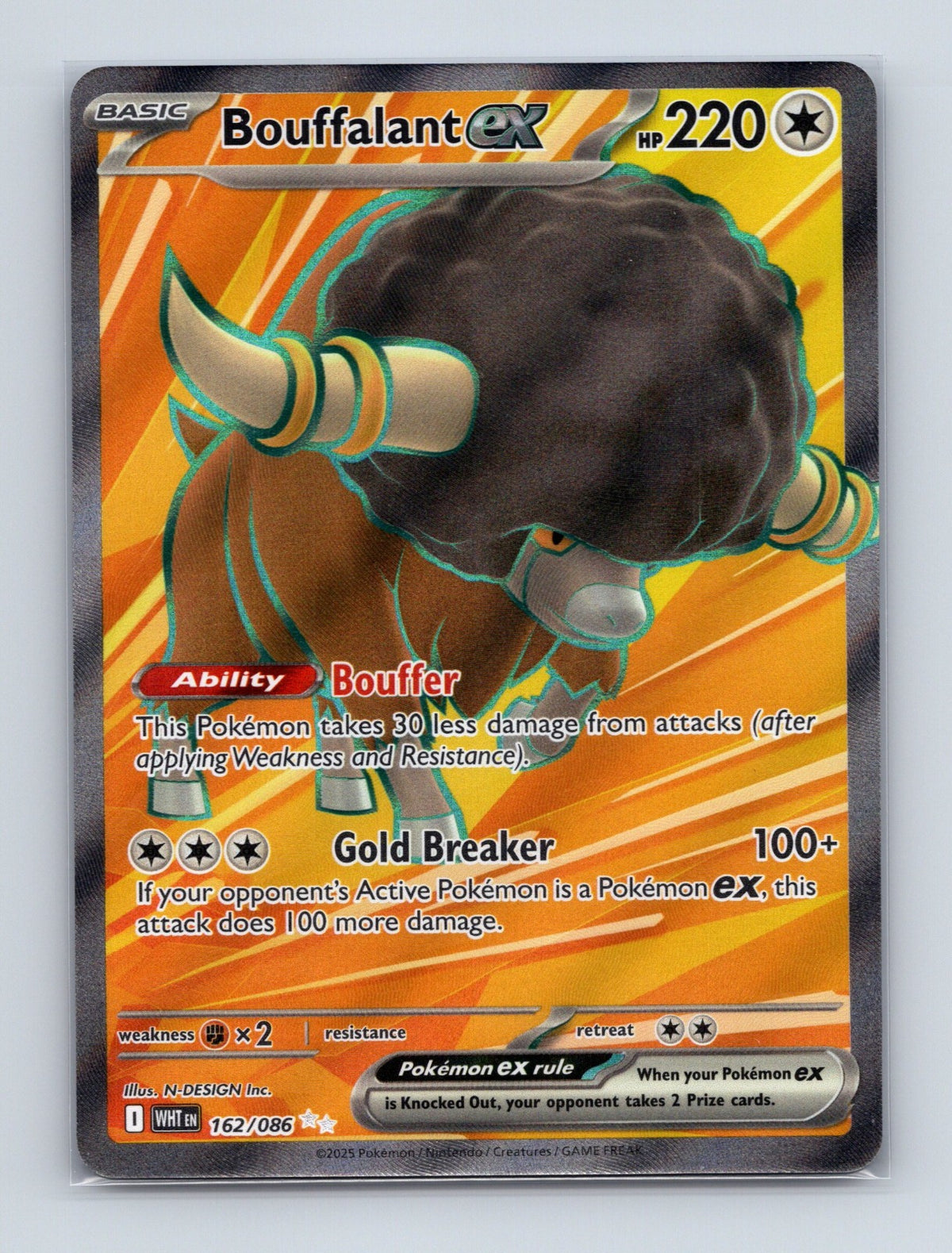 2025 Pokemon TCG Bouffalant ex SV: White Flare 162/086 Holo Ultra Rare NM
