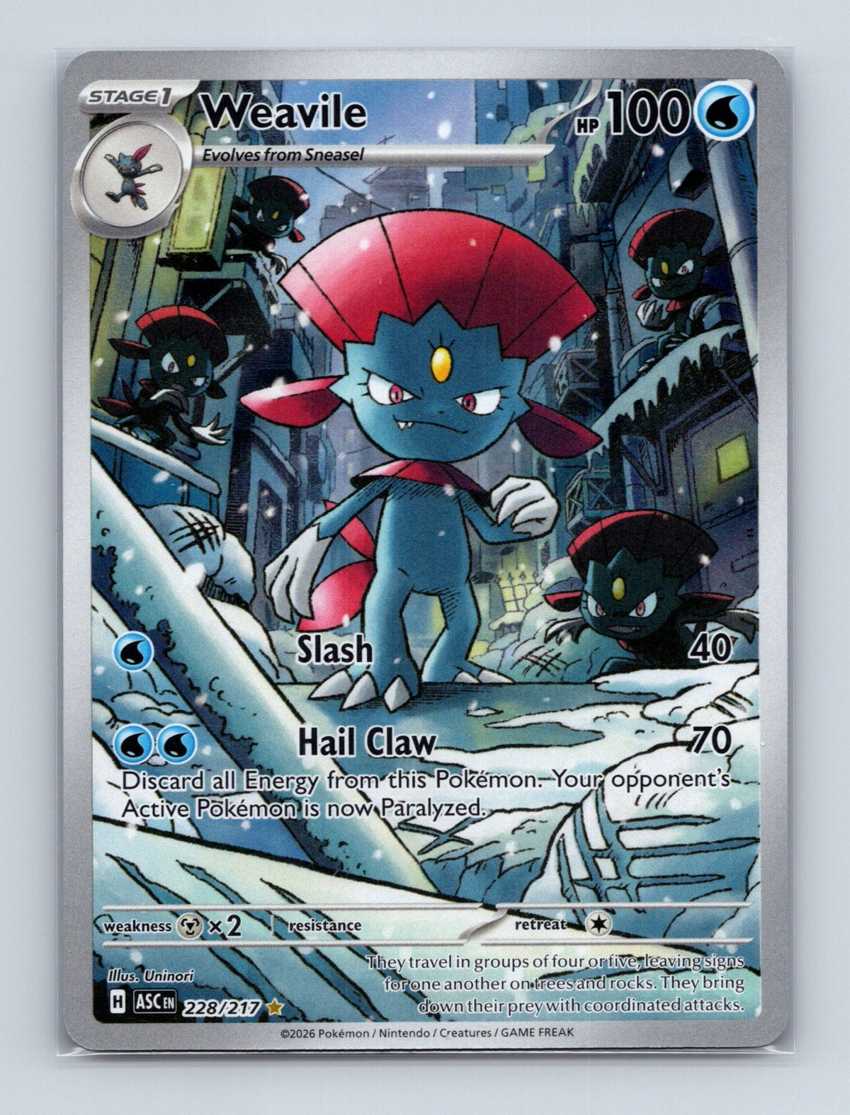 2026 Pokemon TCG Weavile ME: Ascended Heroes 228/217 Holo Illustration Rare NM