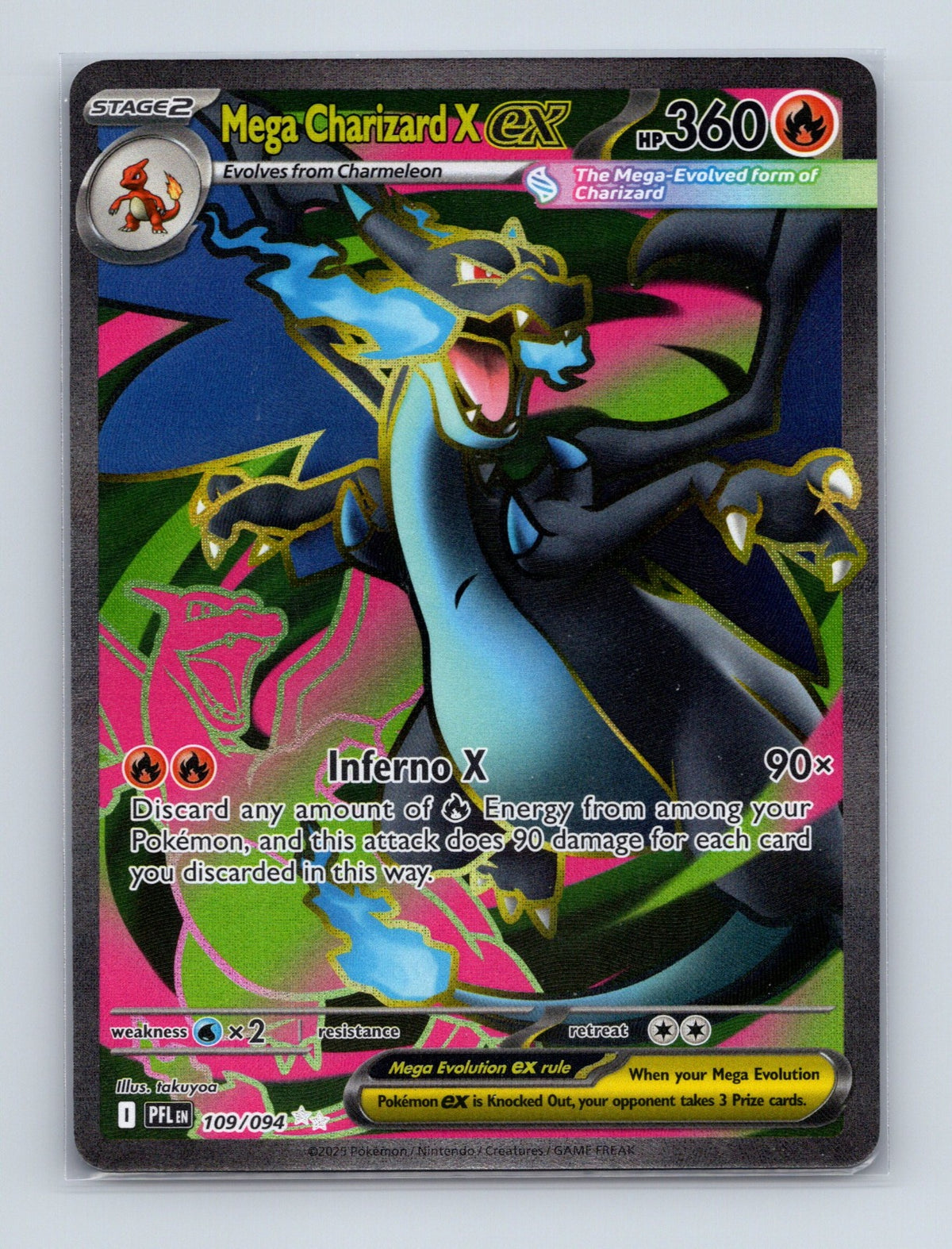 2025 Pokemon Mega Charizard X ex ME02: Phantasmal Flames 109/094 Ultra Rare NM