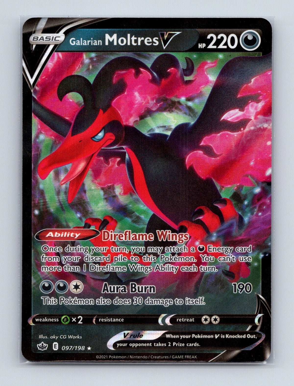 2021 Pokemon Galarian Moltres V SWSH06: Chilling Reign 097/198 Ultra Rare NM